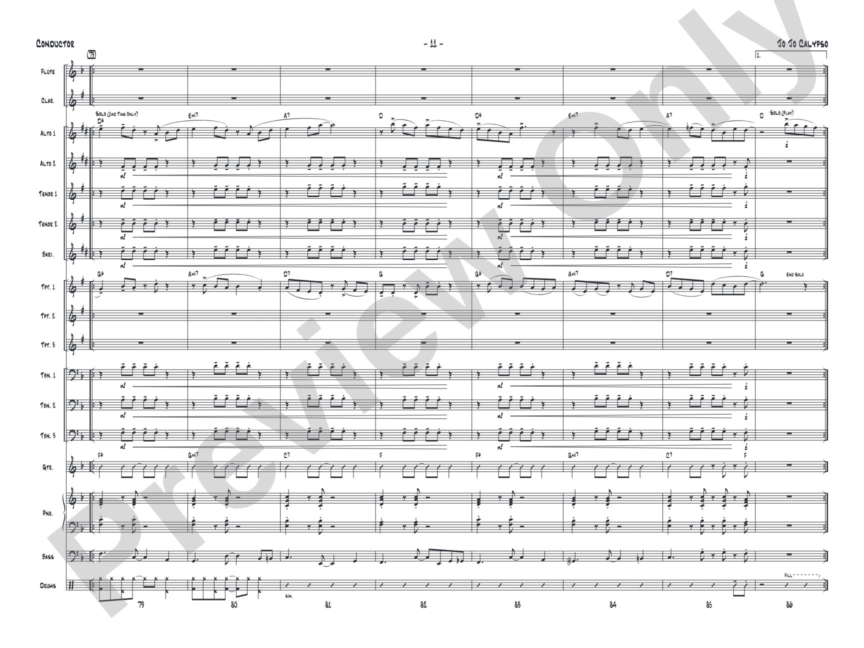 Jo Jo Calypso: Jazz Ensemble Conductor Score & Parts