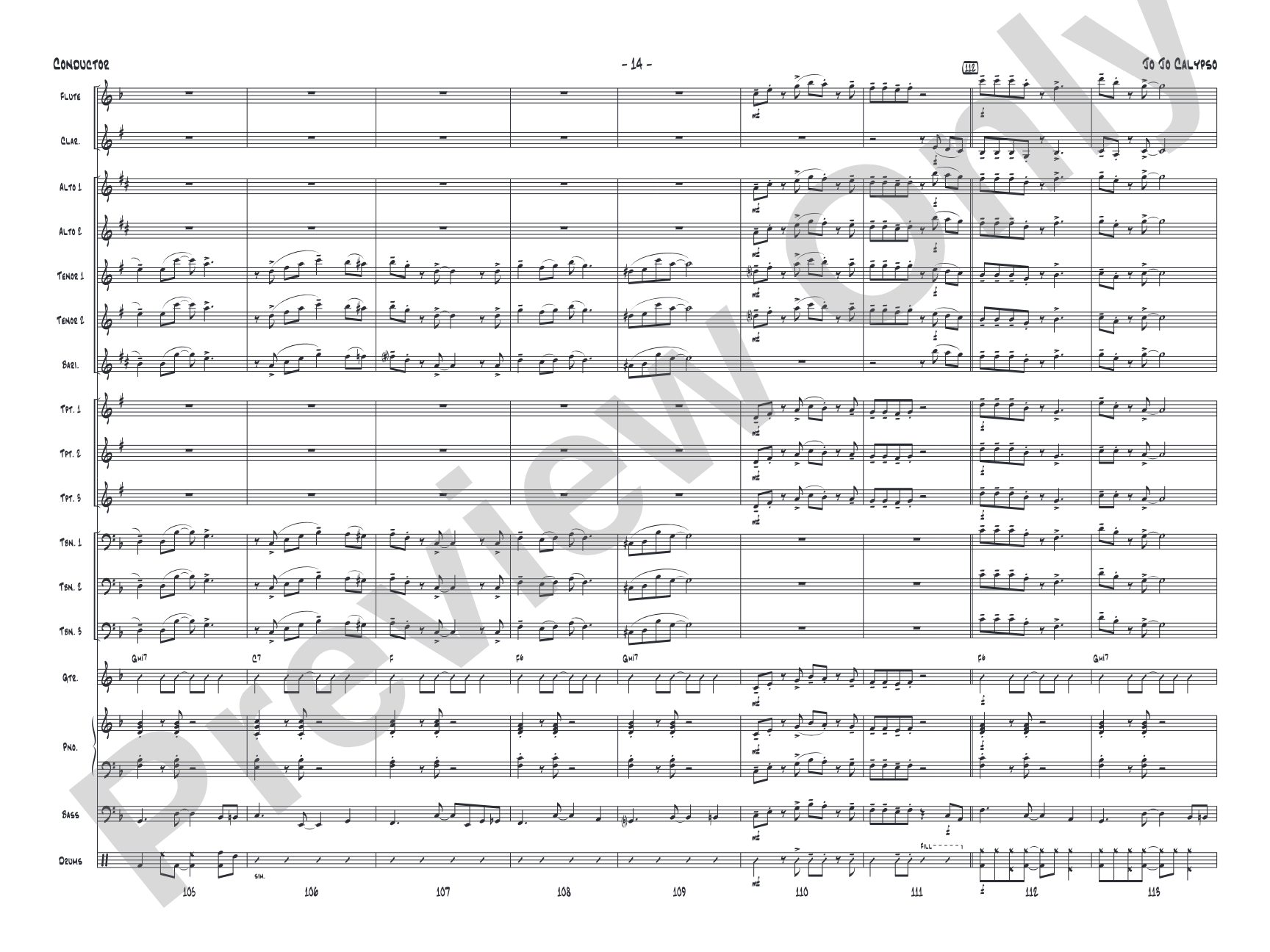Jo Jo Calypso: Jazz Ensemble Conductor Score & Parts