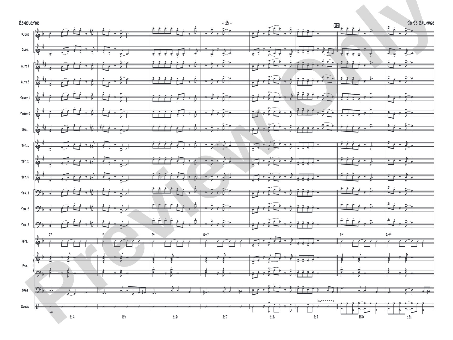 Jo Jo Calypso: Jazz Ensemble Conductor Score & Parts