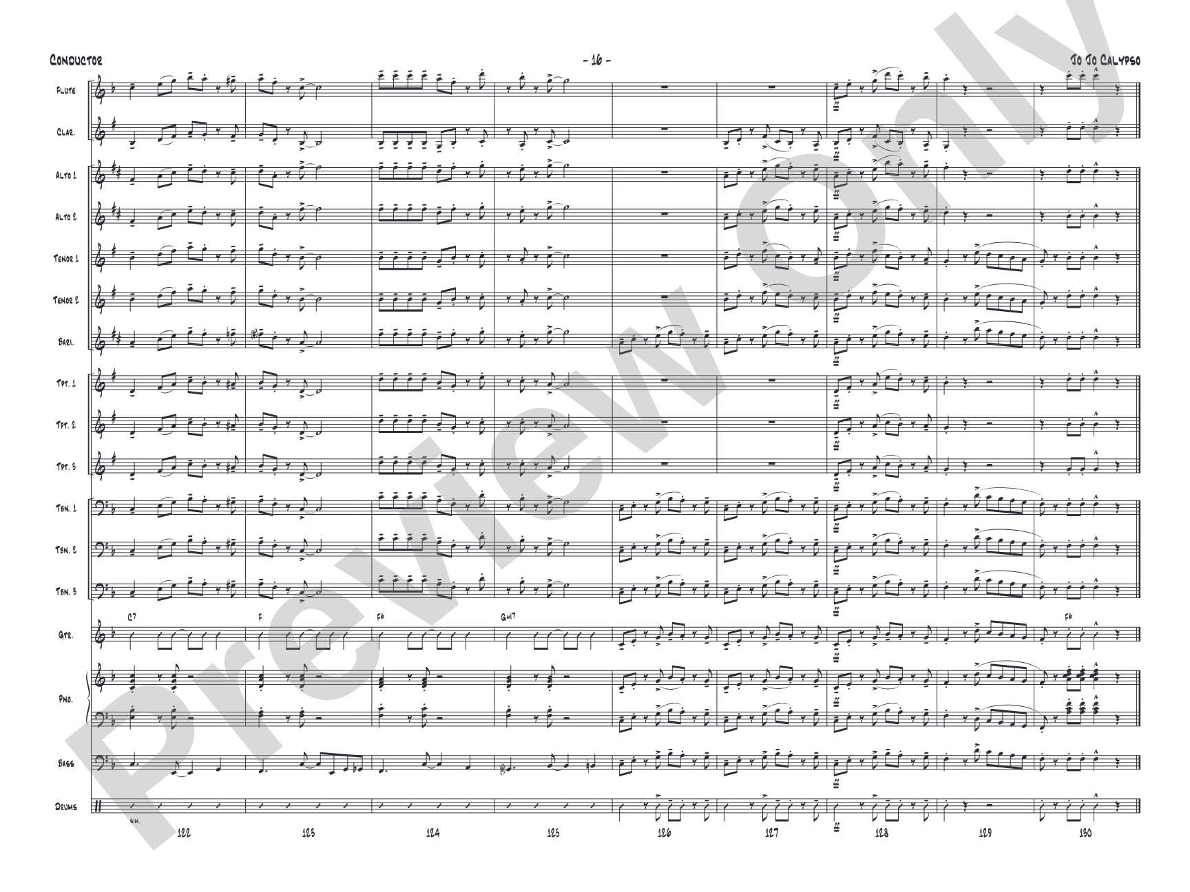 Jo Jo Calypso: Jazz Ensemble Conductor Score & Parts