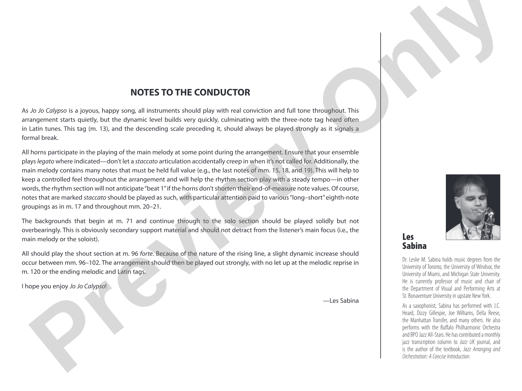 Jo Jo Calypso: Jazz Ensemble Conductor Score & Parts