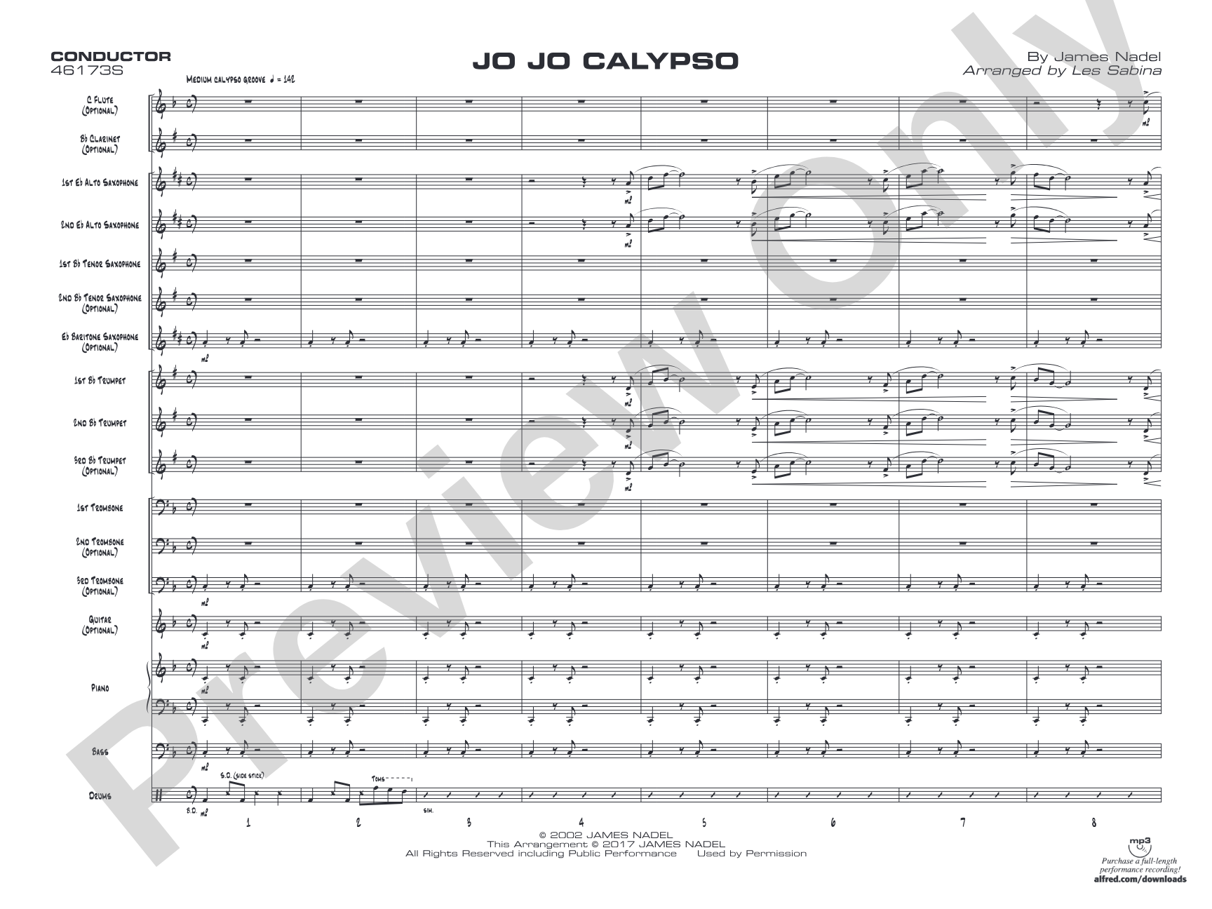 Jo Jo Calypso: Jazz Ensemble Conductor Score & Parts