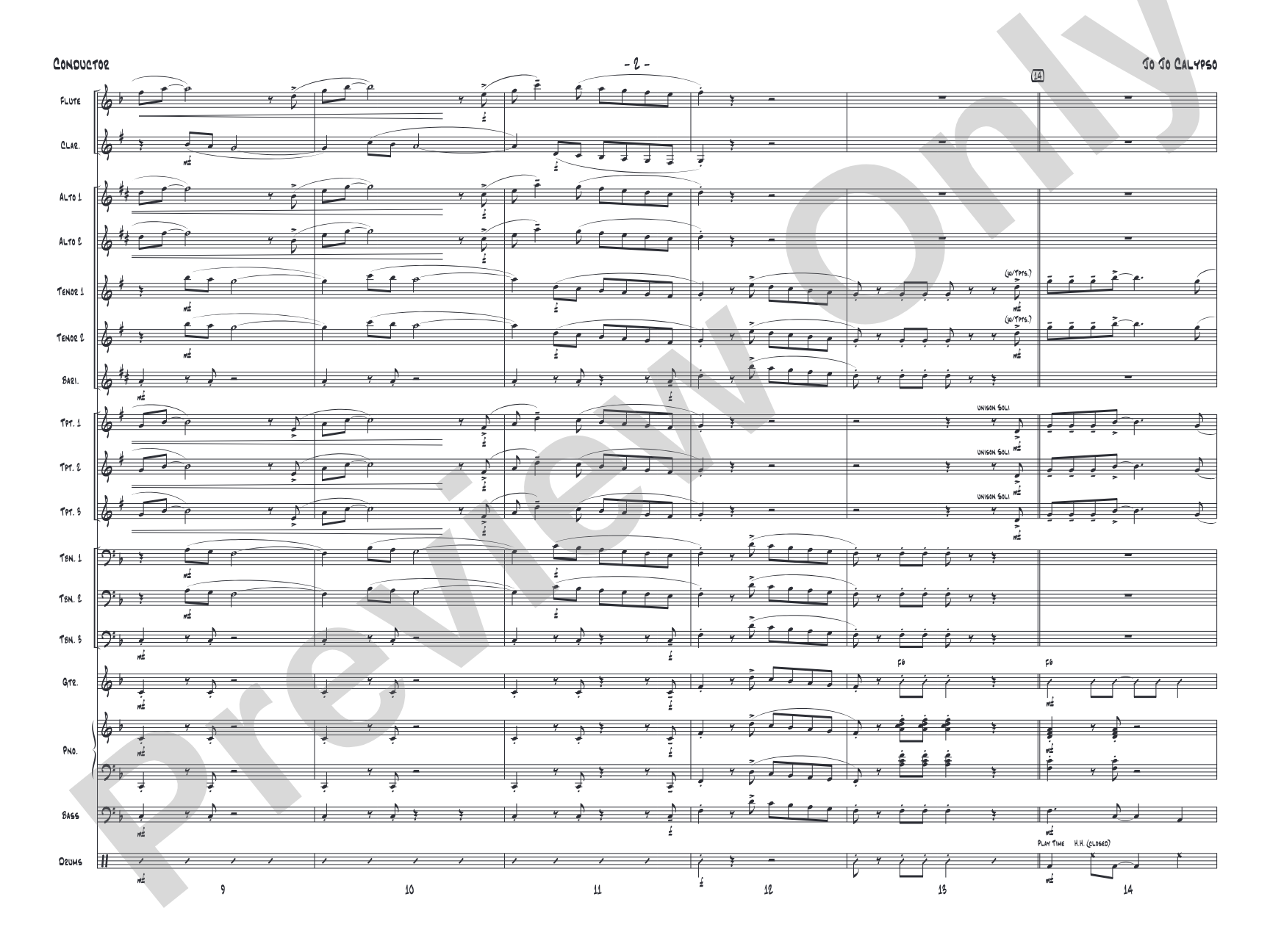 Jo Jo Calypso: Jazz Ensemble Conductor Score & Parts