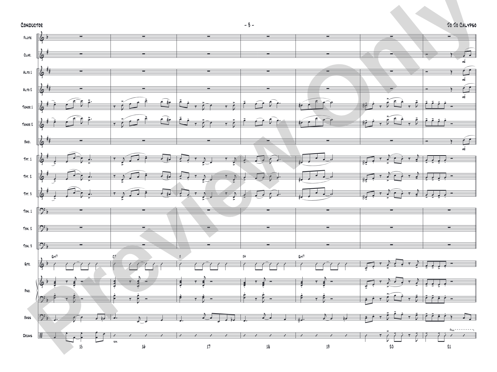 Jo Jo Calypso: Jazz Ensemble Conductor Score & Parts