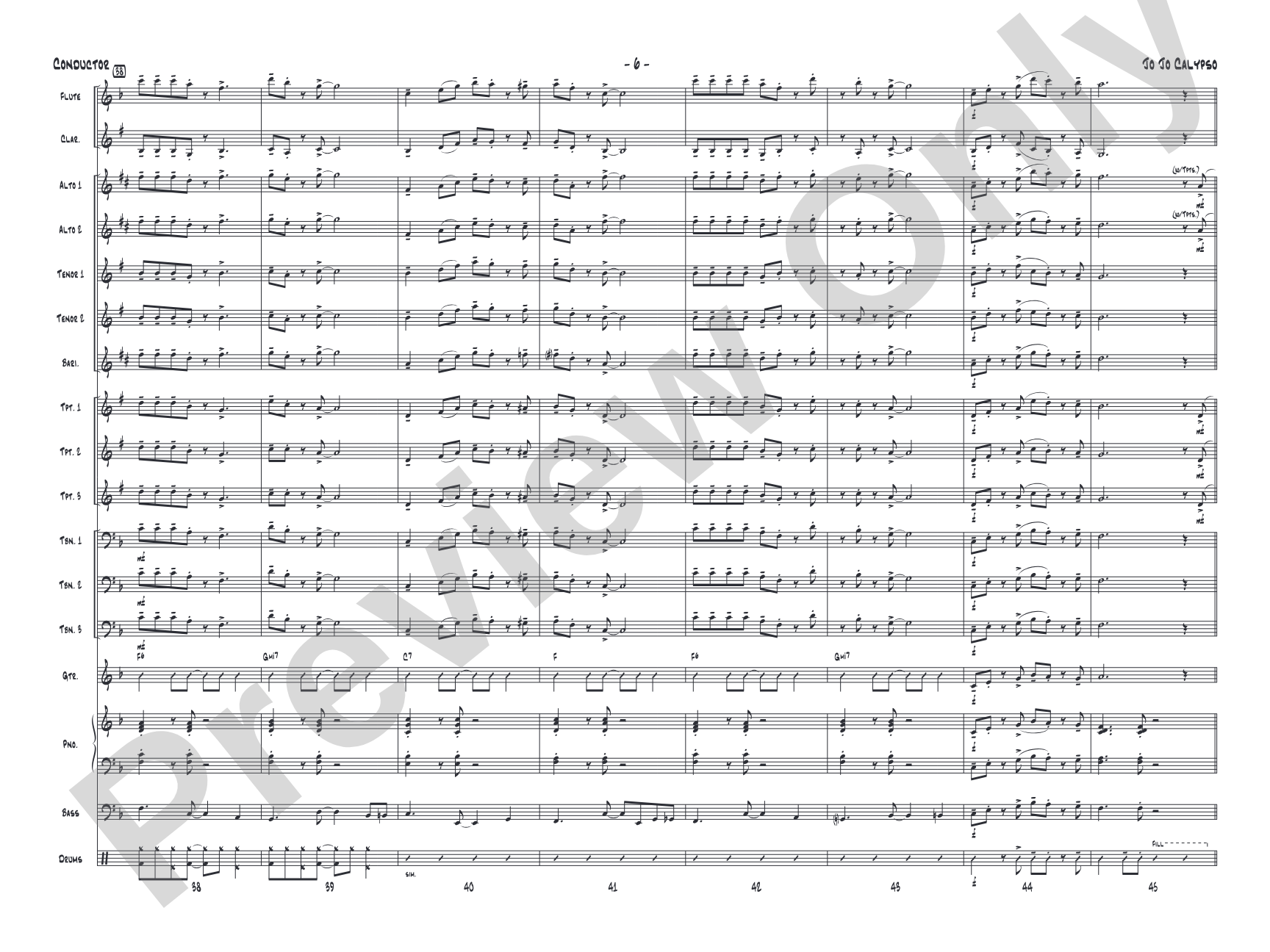 Jo Jo Calypso: Jazz Ensemble Conductor Score & Parts
