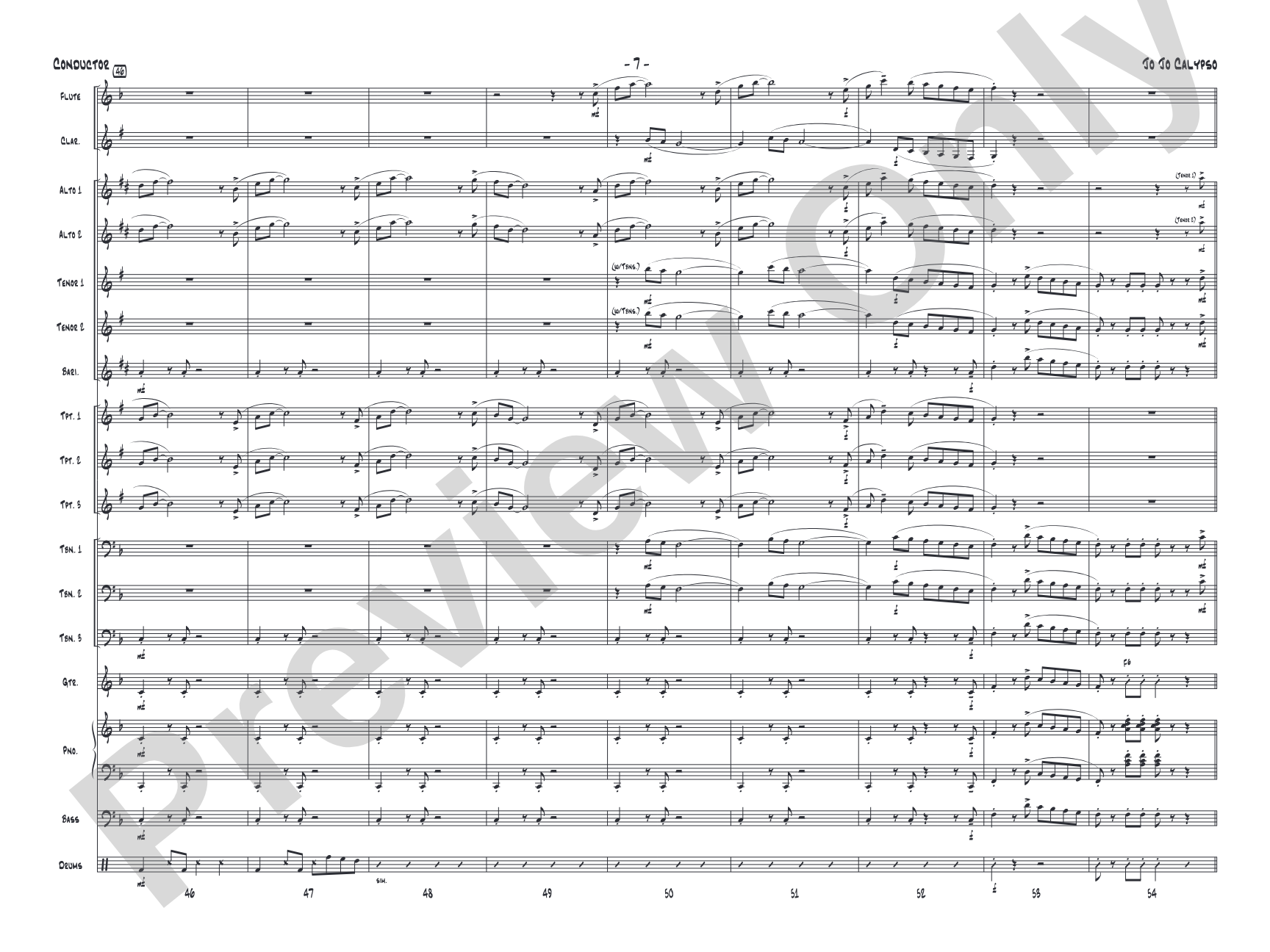 Jo Jo Calypso: Jazz Ensemble Conductor Score & Parts