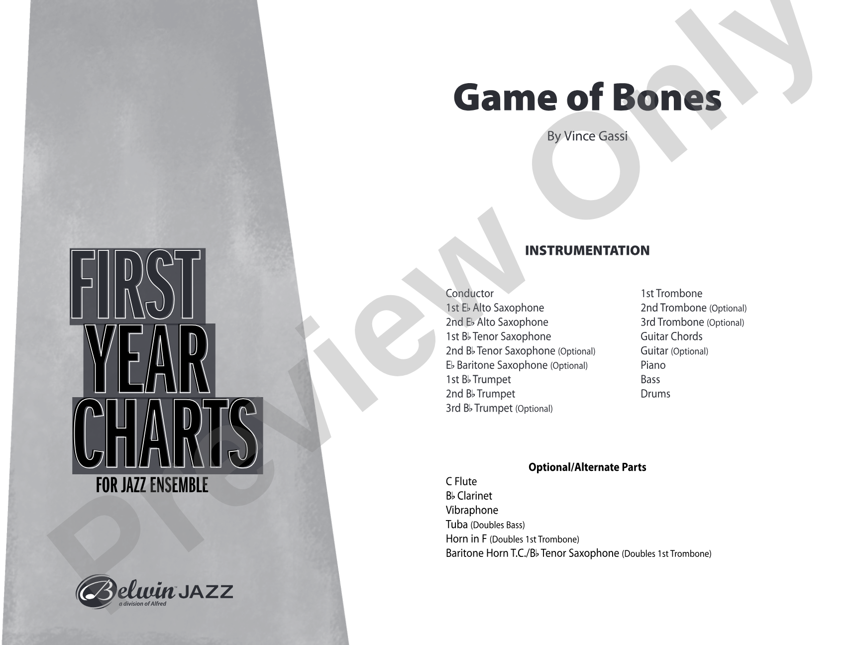 Game of Bones: Jazz Ensemble Conductor Score & Parts