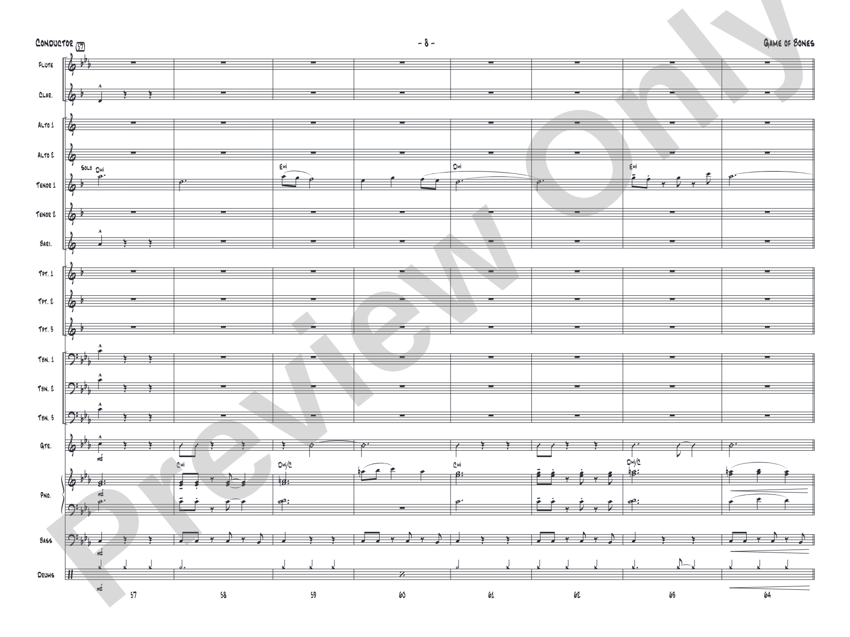 Game of Bones: Jazz Ensemble Conductor Score & Parts