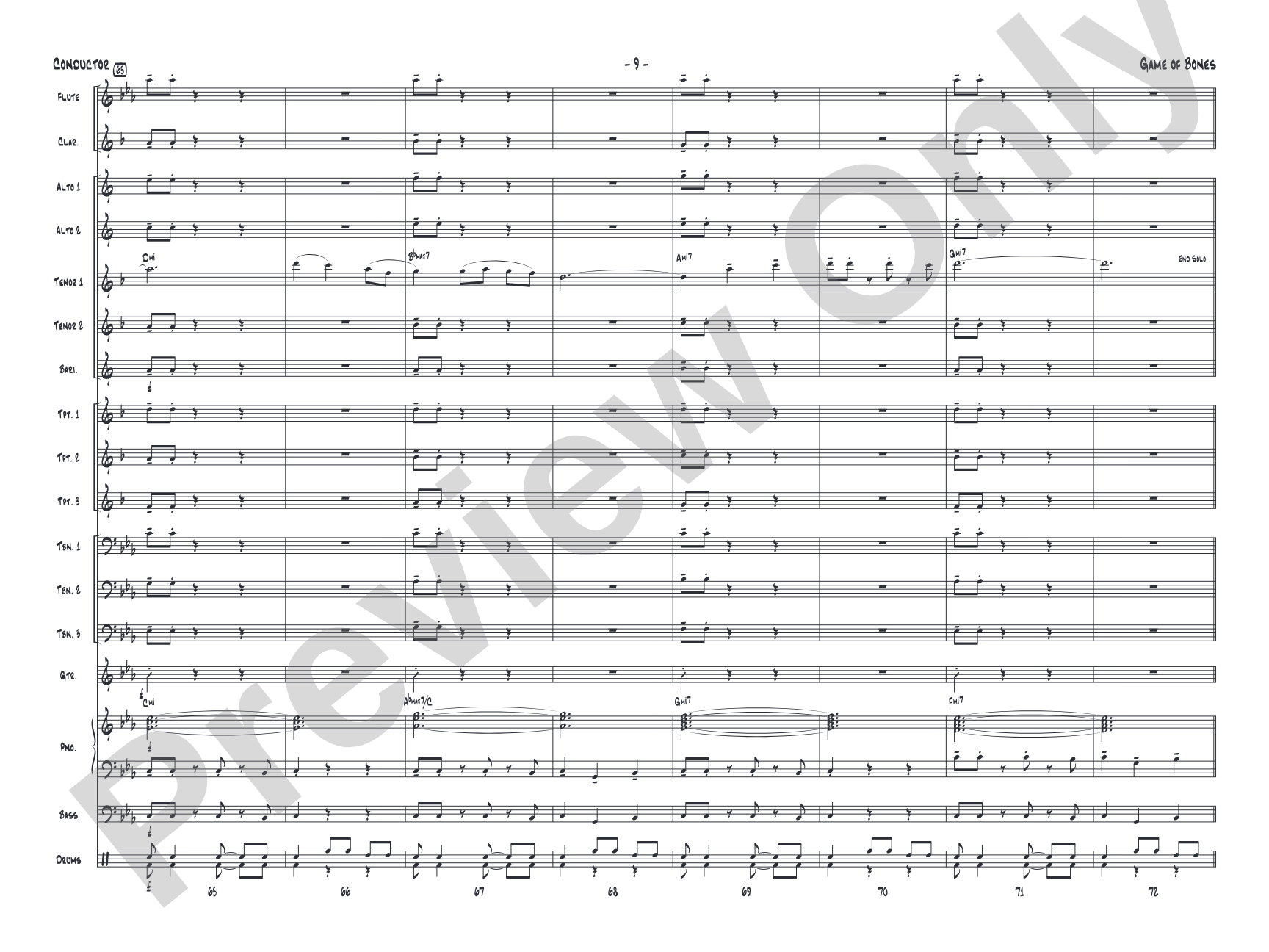 Game of Bones: Jazz Ensemble Conductor Score & Parts