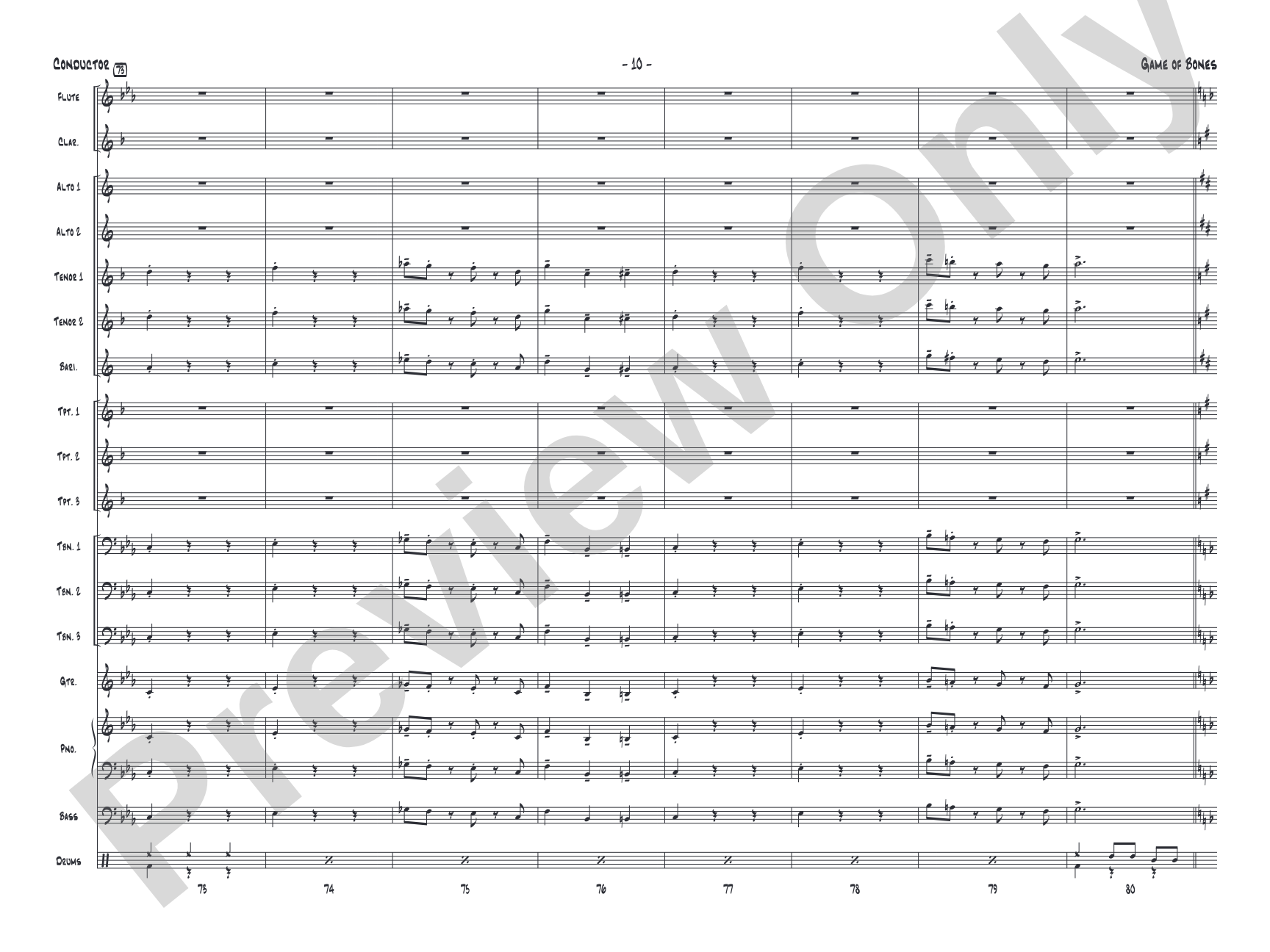 Game of Bones: Jazz Ensemble Conductor Score & Parts