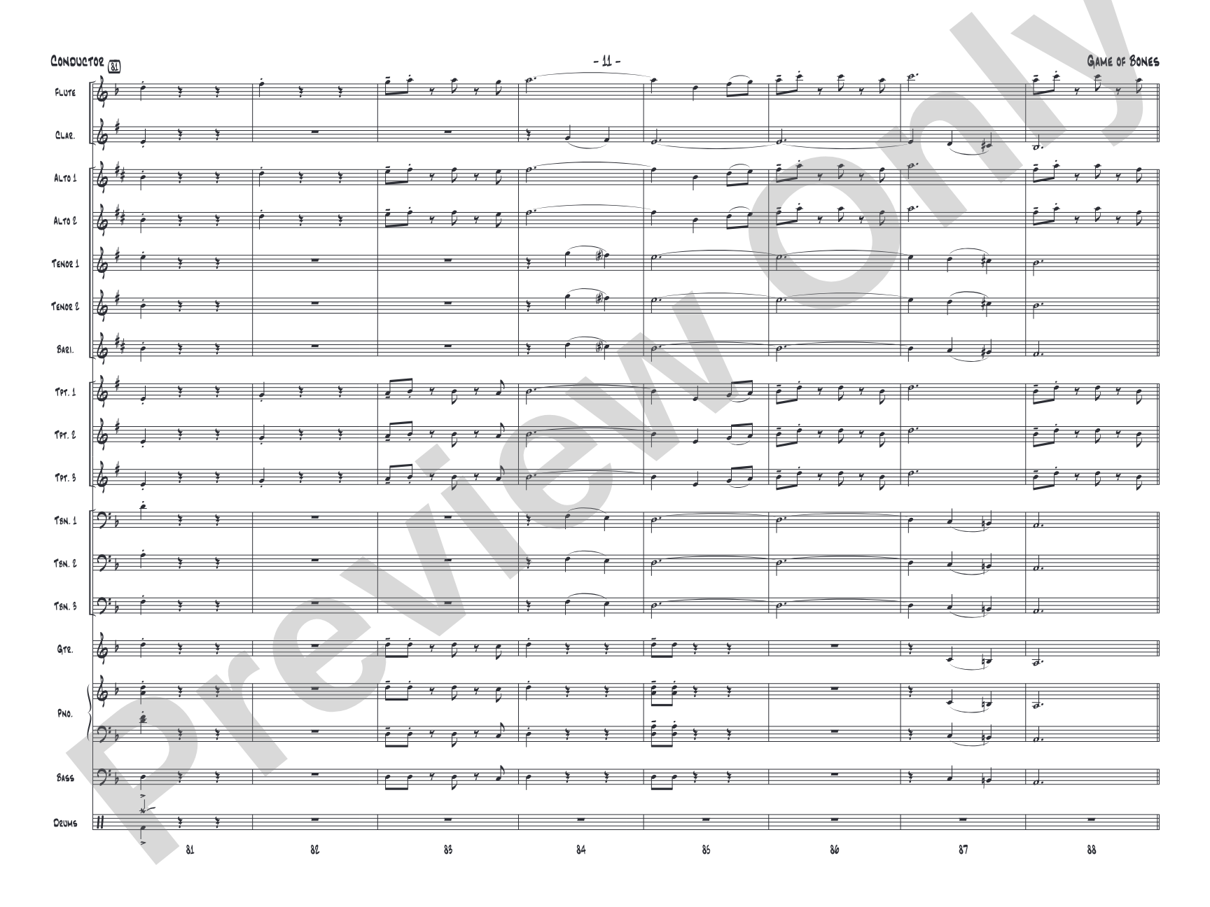Game of Bones: Jazz Ensemble Conductor Score & Parts