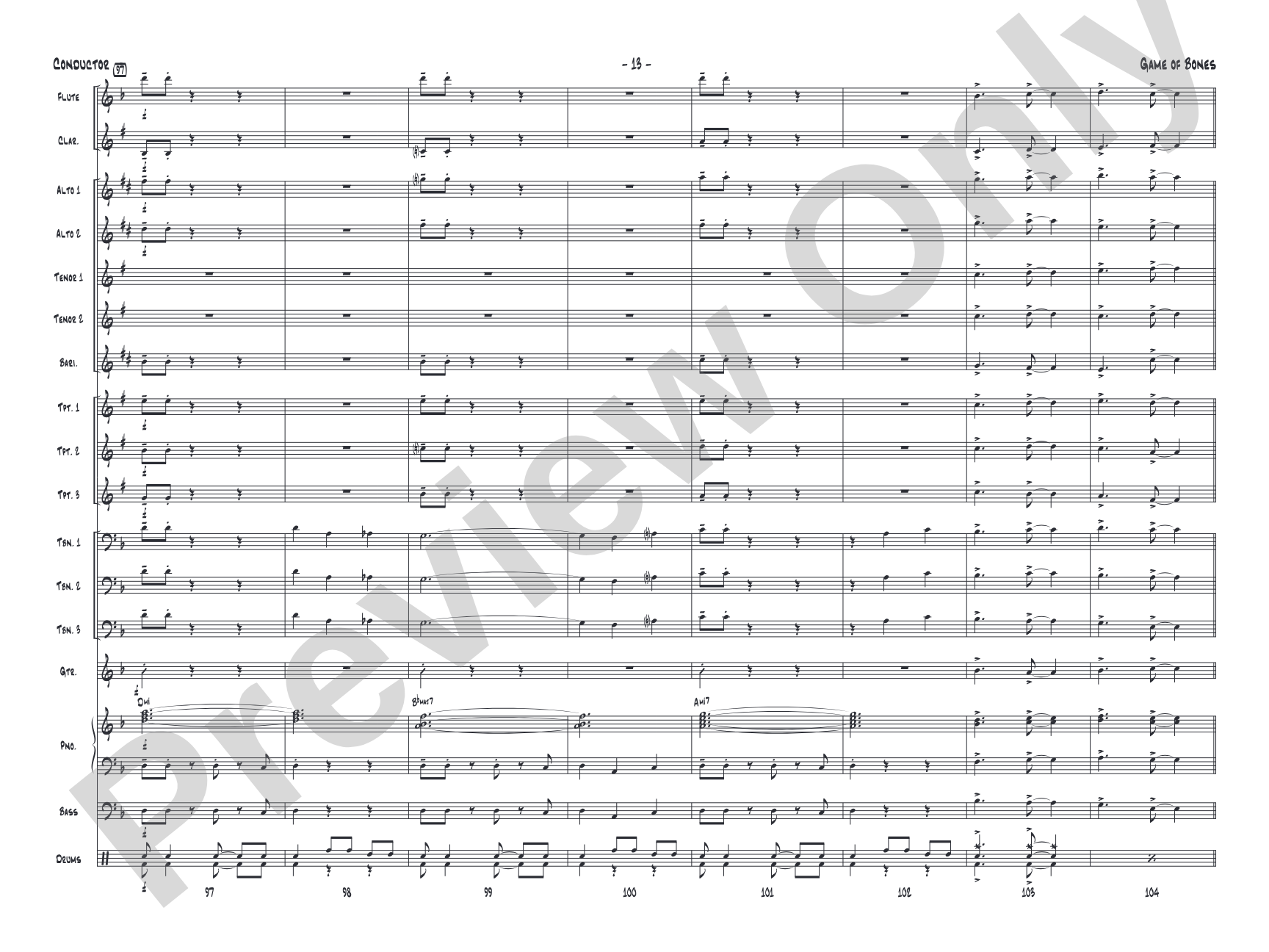 Game of Bones: Jazz Ensemble Conductor Score & Parts