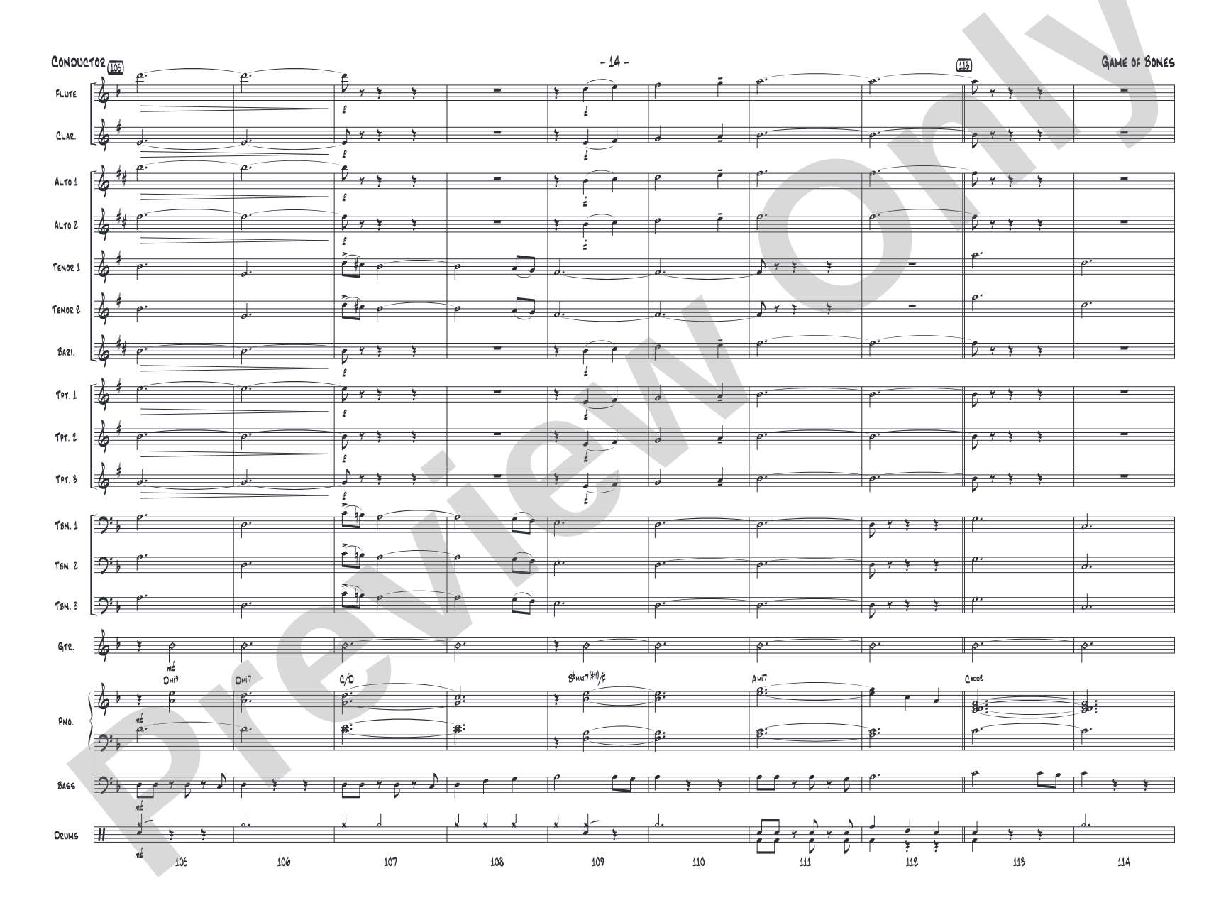 Game of Bones: Jazz Ensemble Conductor Score & Parts