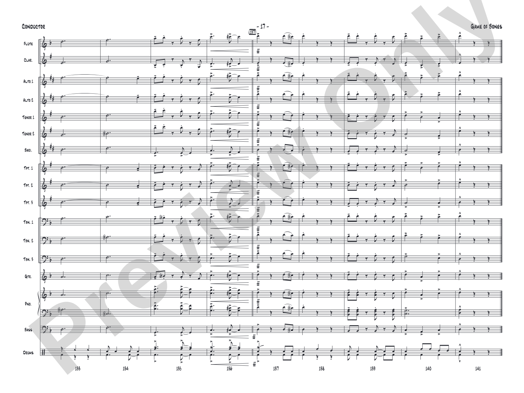 Game of Bones: Jazz Ensemble Conductor Score & Parts