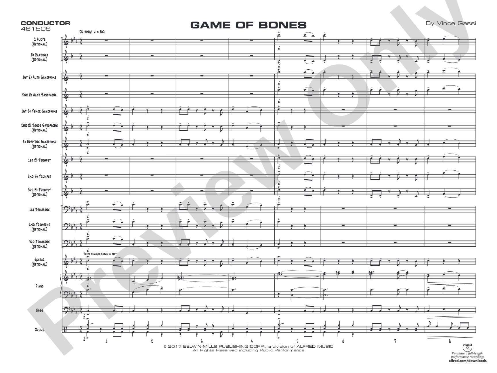 Game of Bones: Jazz Ensemble Conductor Score & Parts