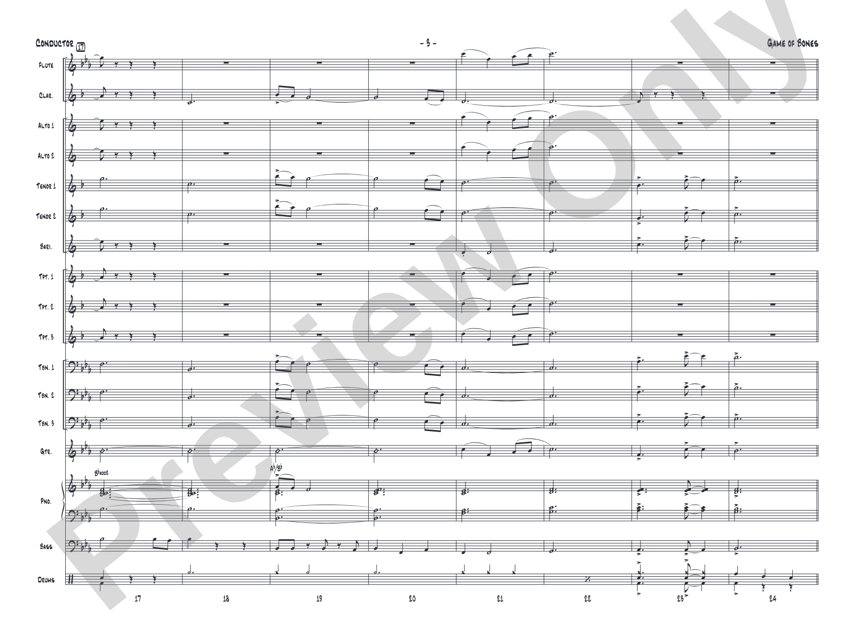 Game of Bones: Jazz Ensemble Conductor Score & Parts