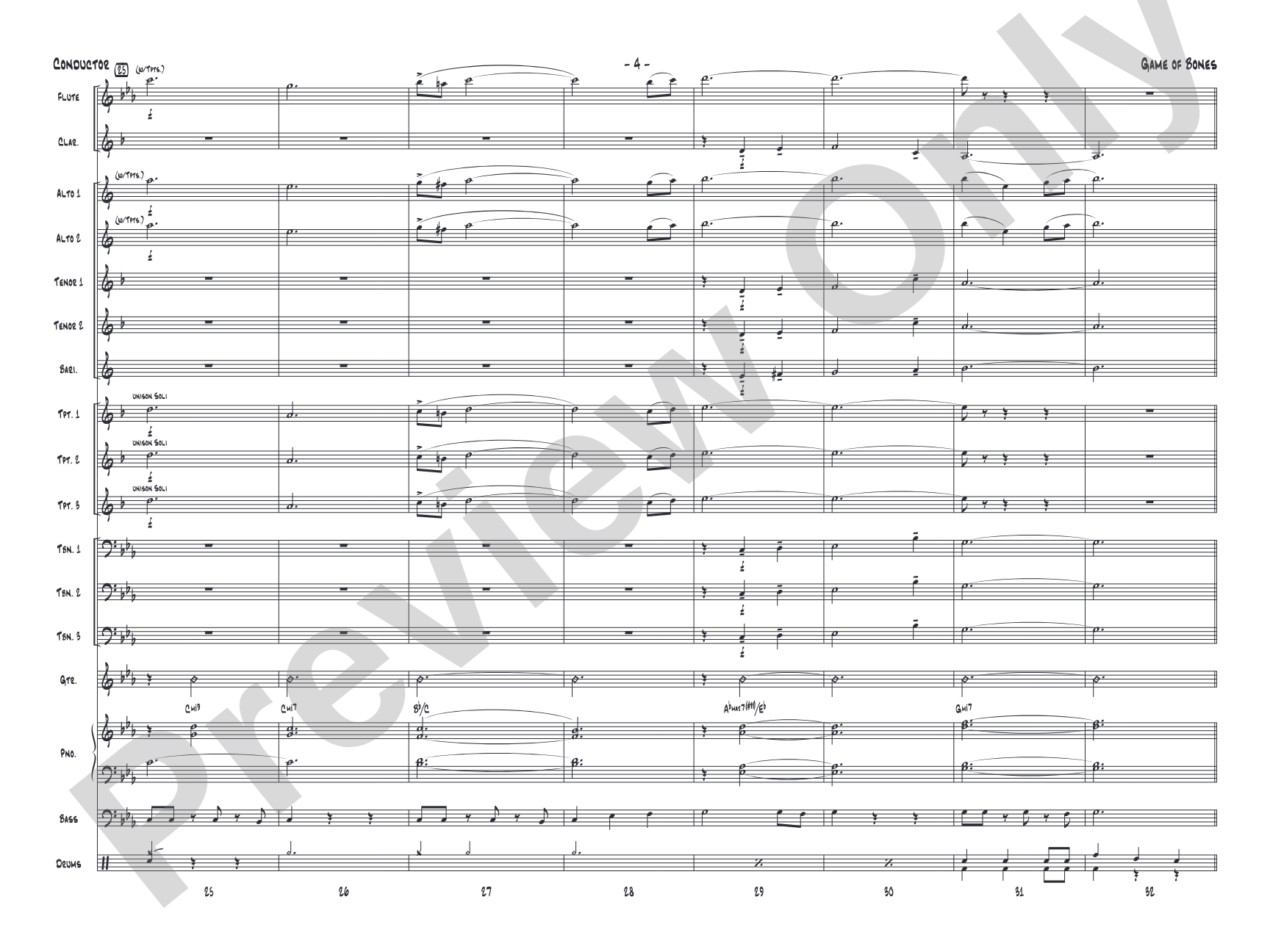 Game of Bones: Jazz Ensemble Conductor Score & Parts