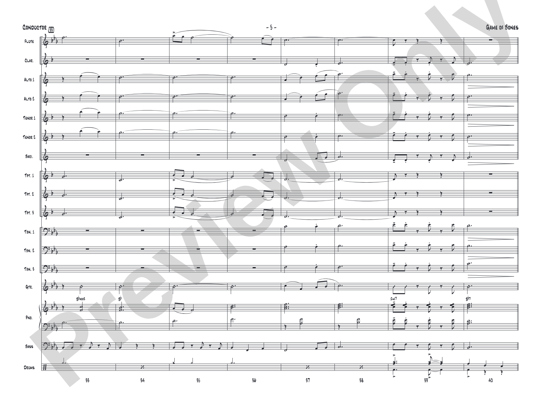 Game of Bones: Jazz Ensemble Conductor Score & Parts