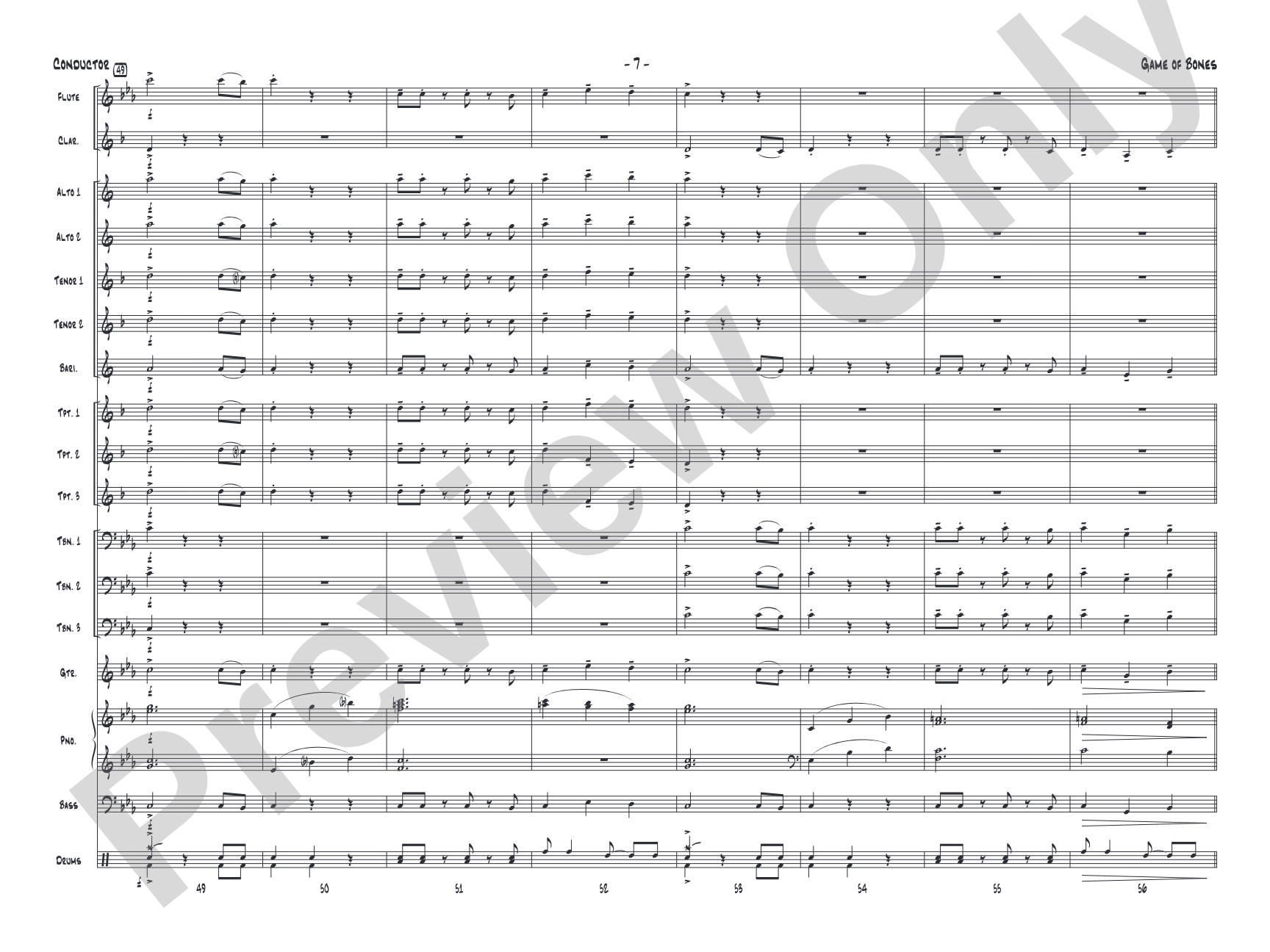 Game of Bones: Jazz Ensemble Conductor Score & Parts