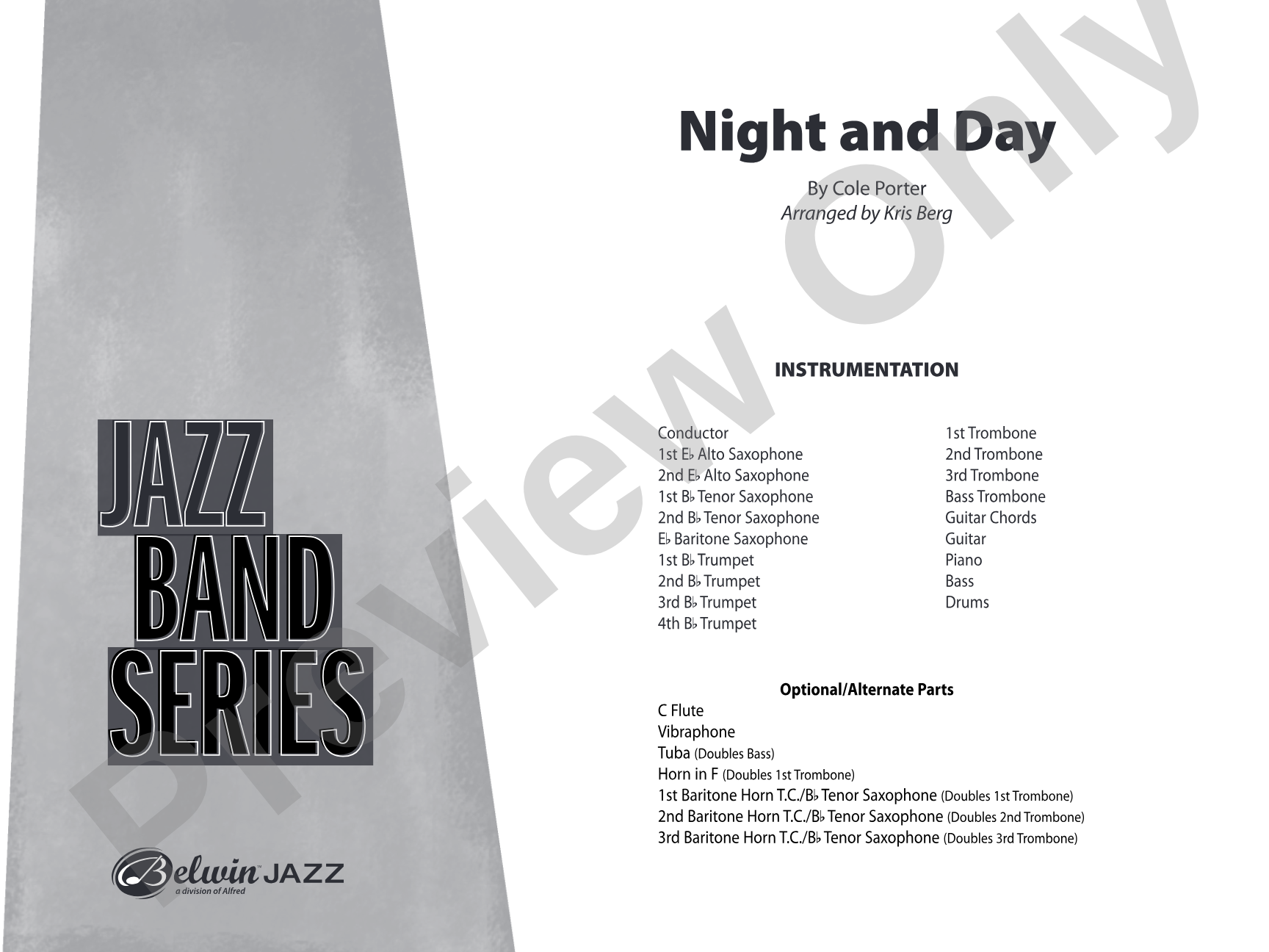 Night and Day: Jazz Ensemble Conductor Score & Parts