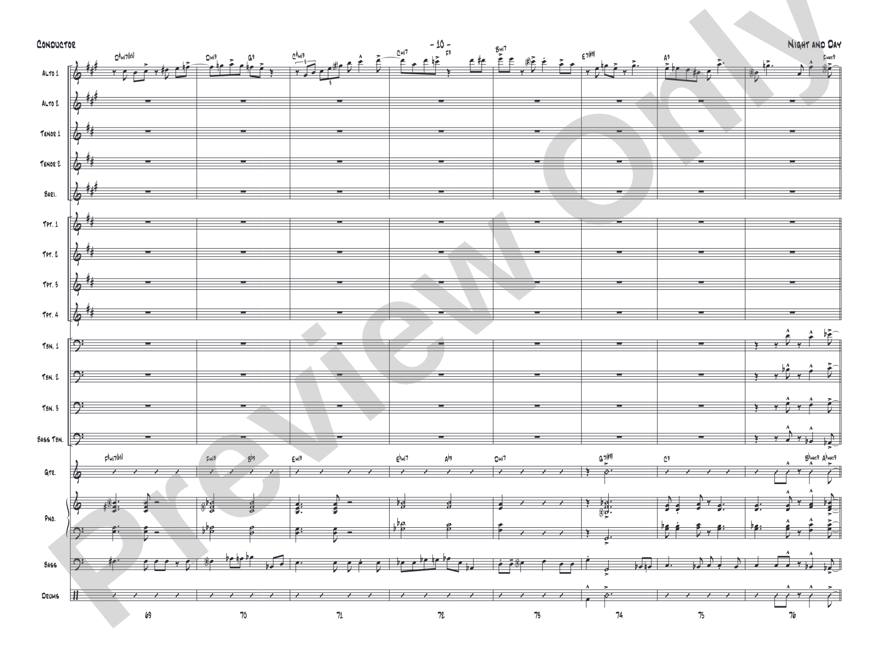 Night and Day: Jazz Ensemble Conductor Score & Parts