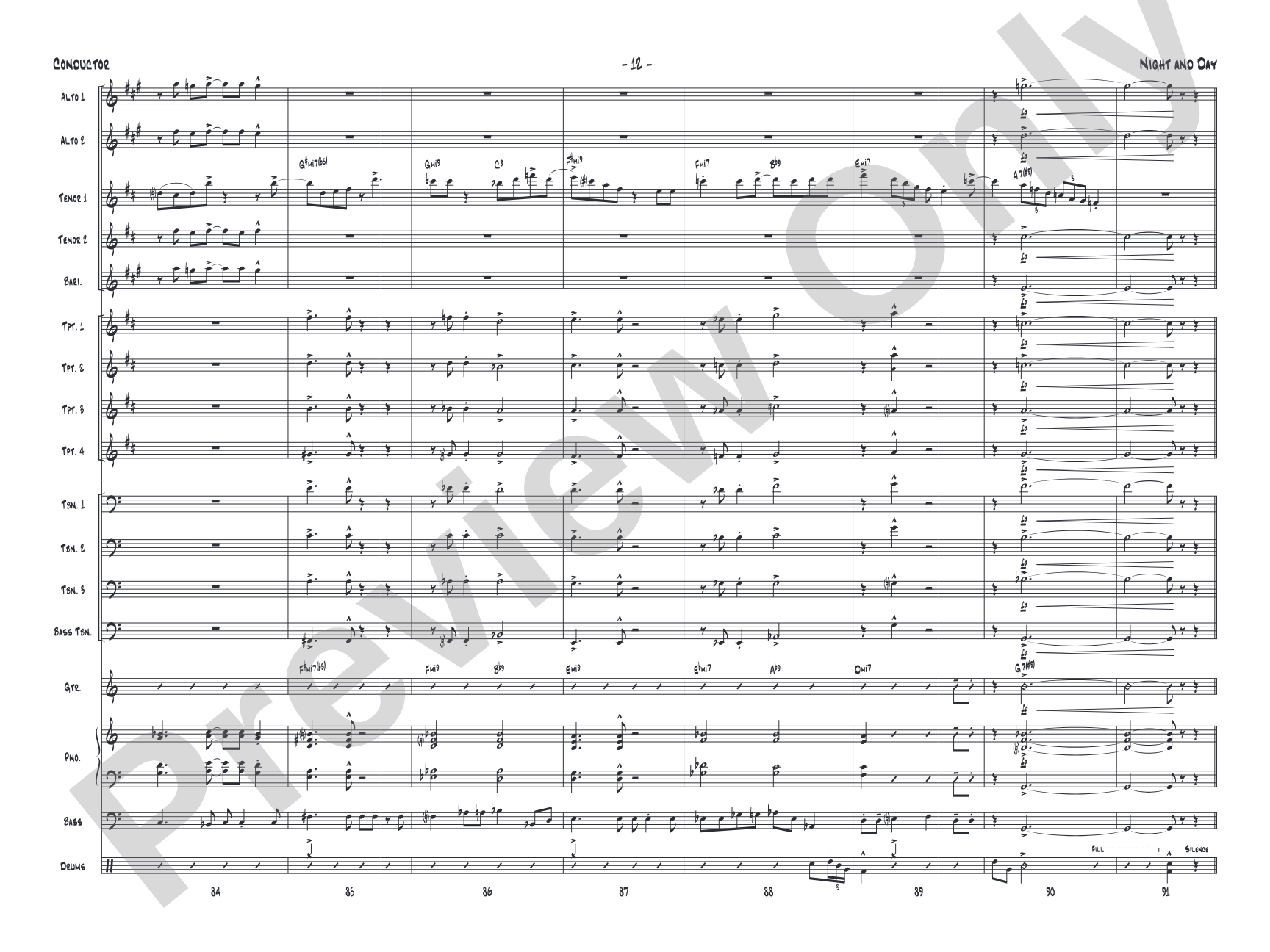 Night and Day: Jazz Ensemble Conductor Score & Parts