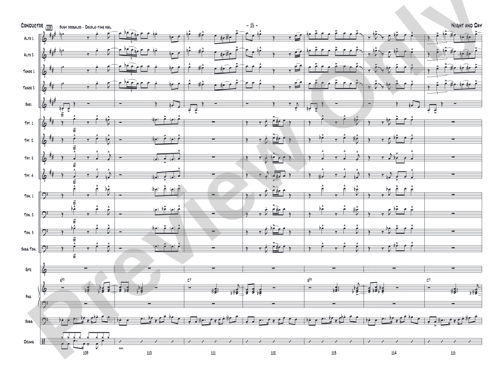 Night and Day: Jazz Ensemble Conductor Score & Parts