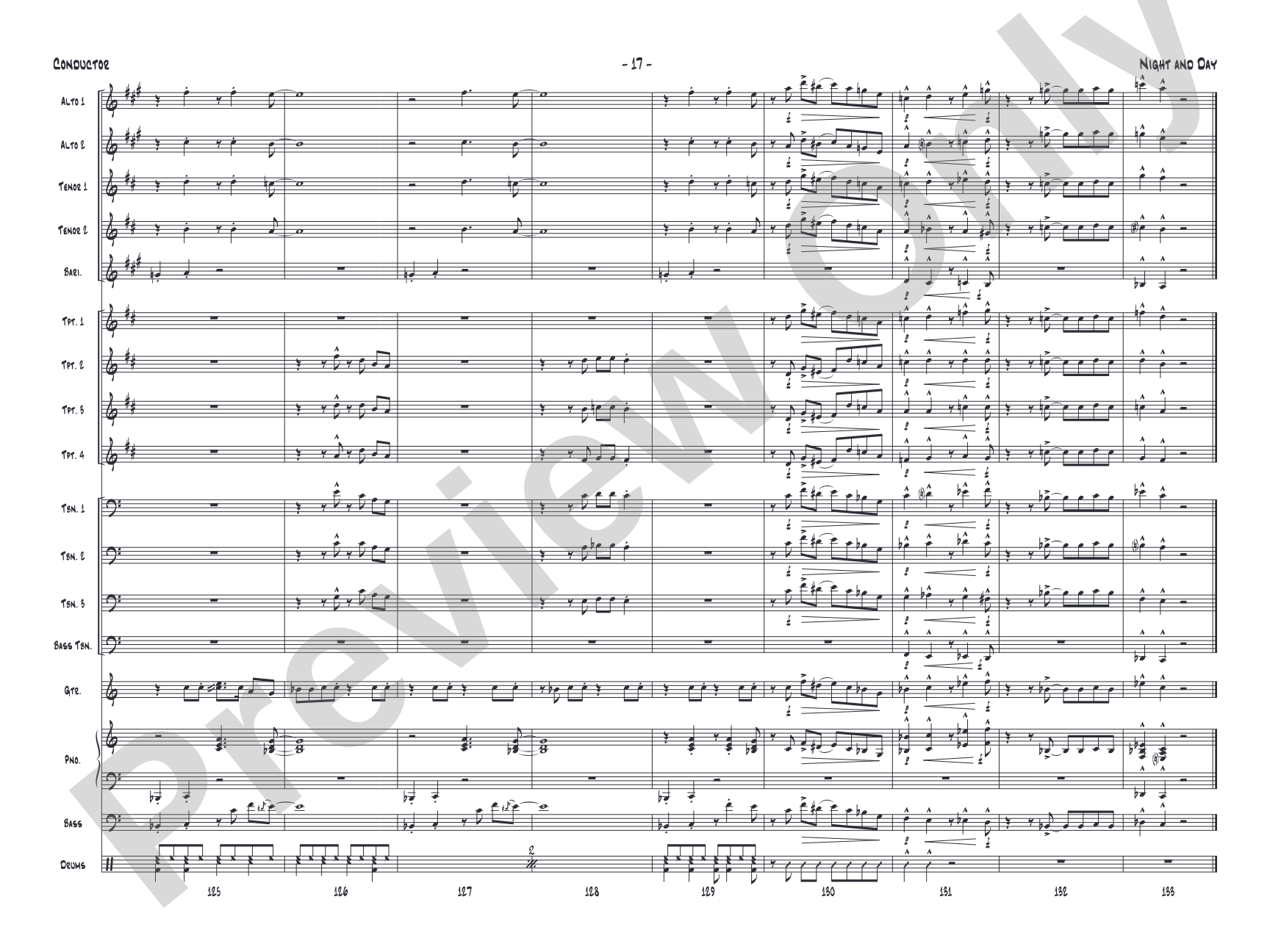 Night and Day: Jazz Ensemble Conductor Score & Parts