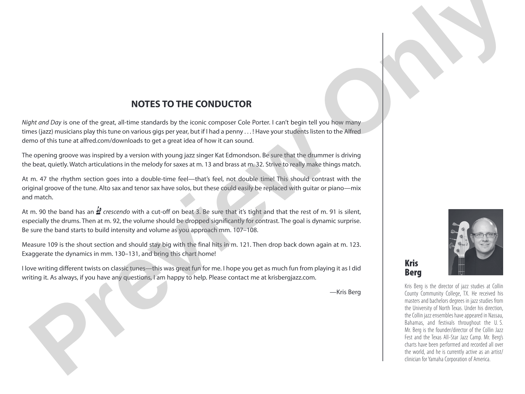 Night and Day: Jazz Ensemble Conductor Score & Parts