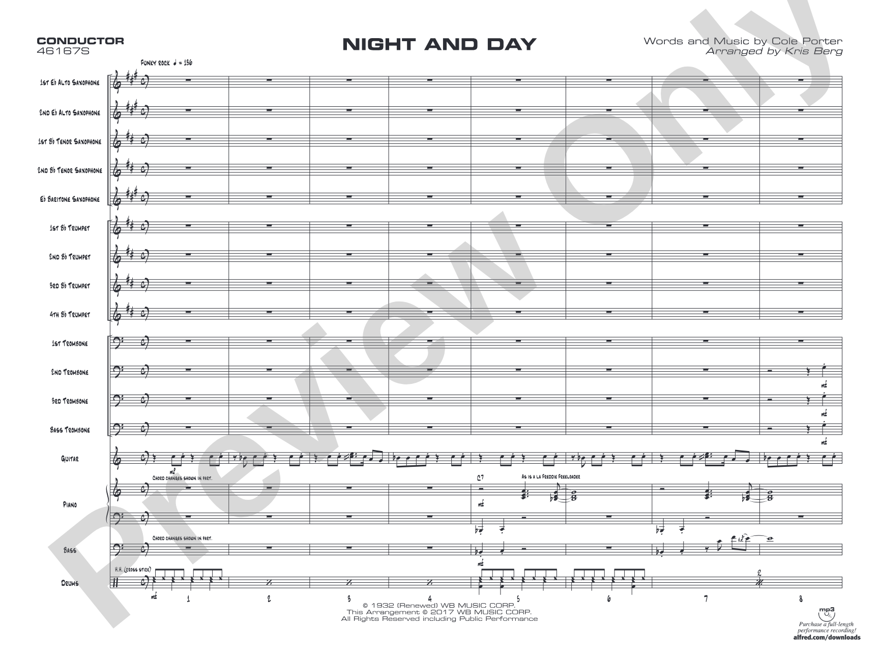 Night and Day: Jazz Ensemble Conductor Score & Parts