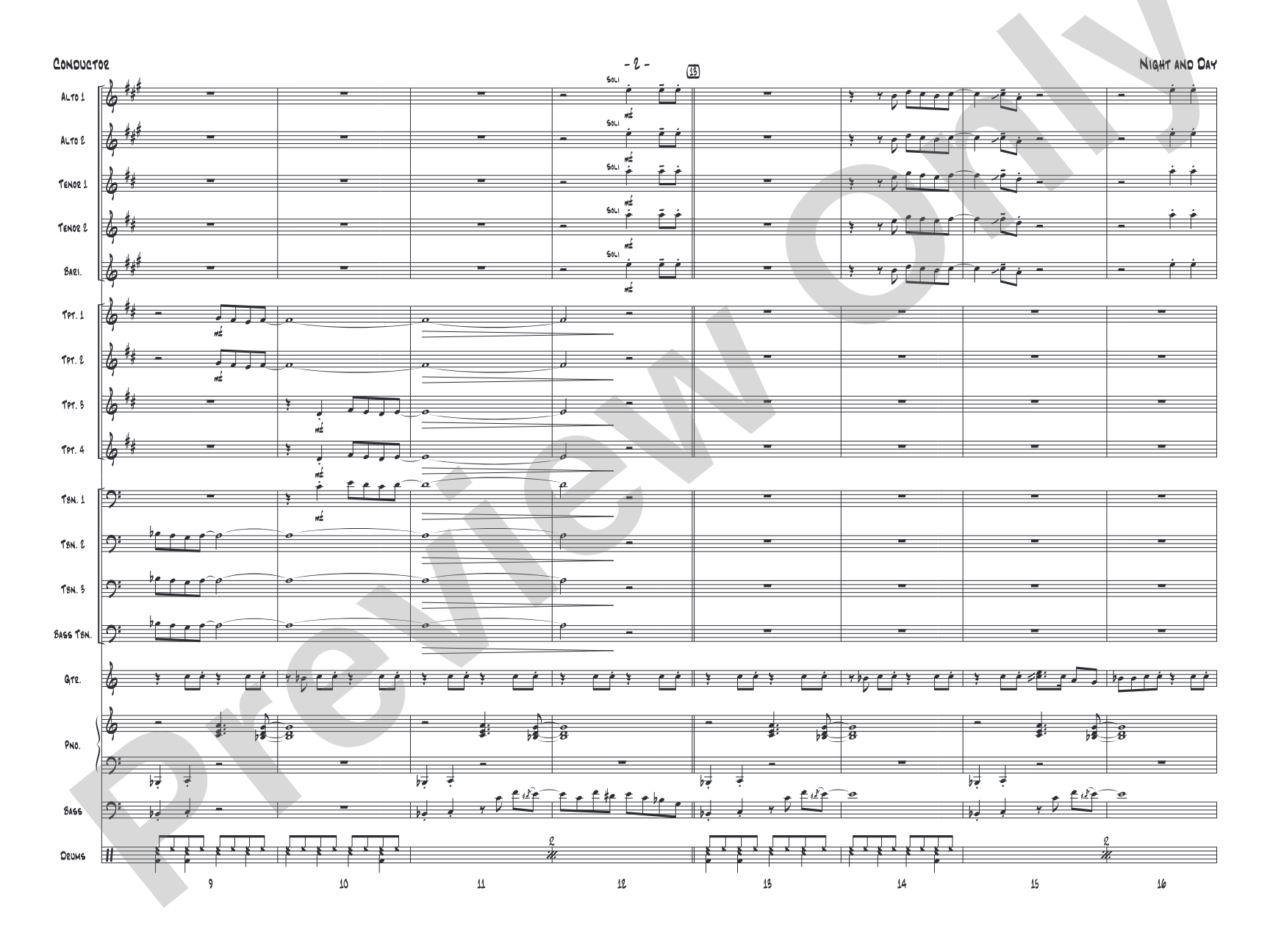 Night and Day: Jazz Ensemble Conductor Score & Parts