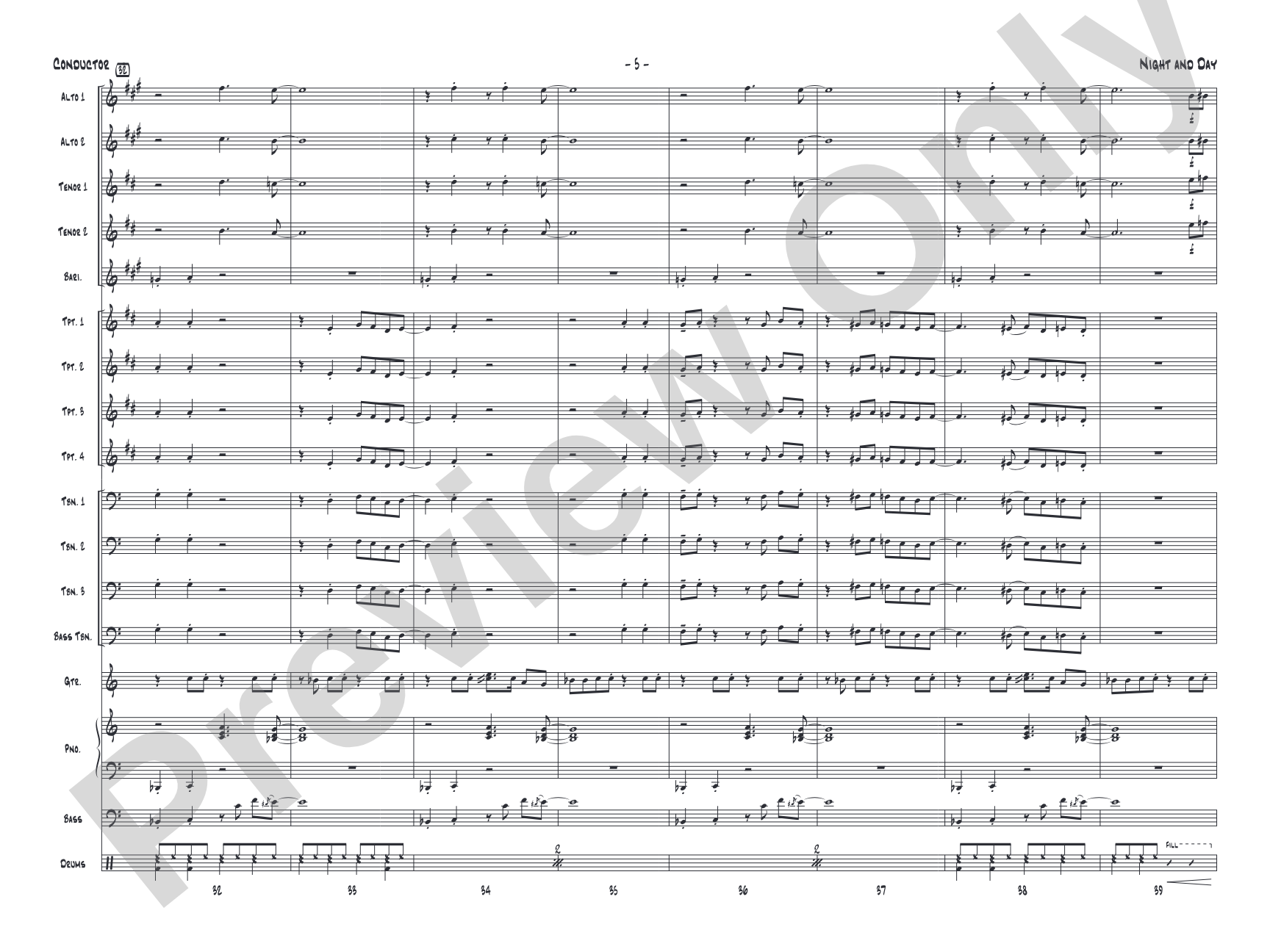 Night and Day: Jazz Ensemble Conductor Score & Parts