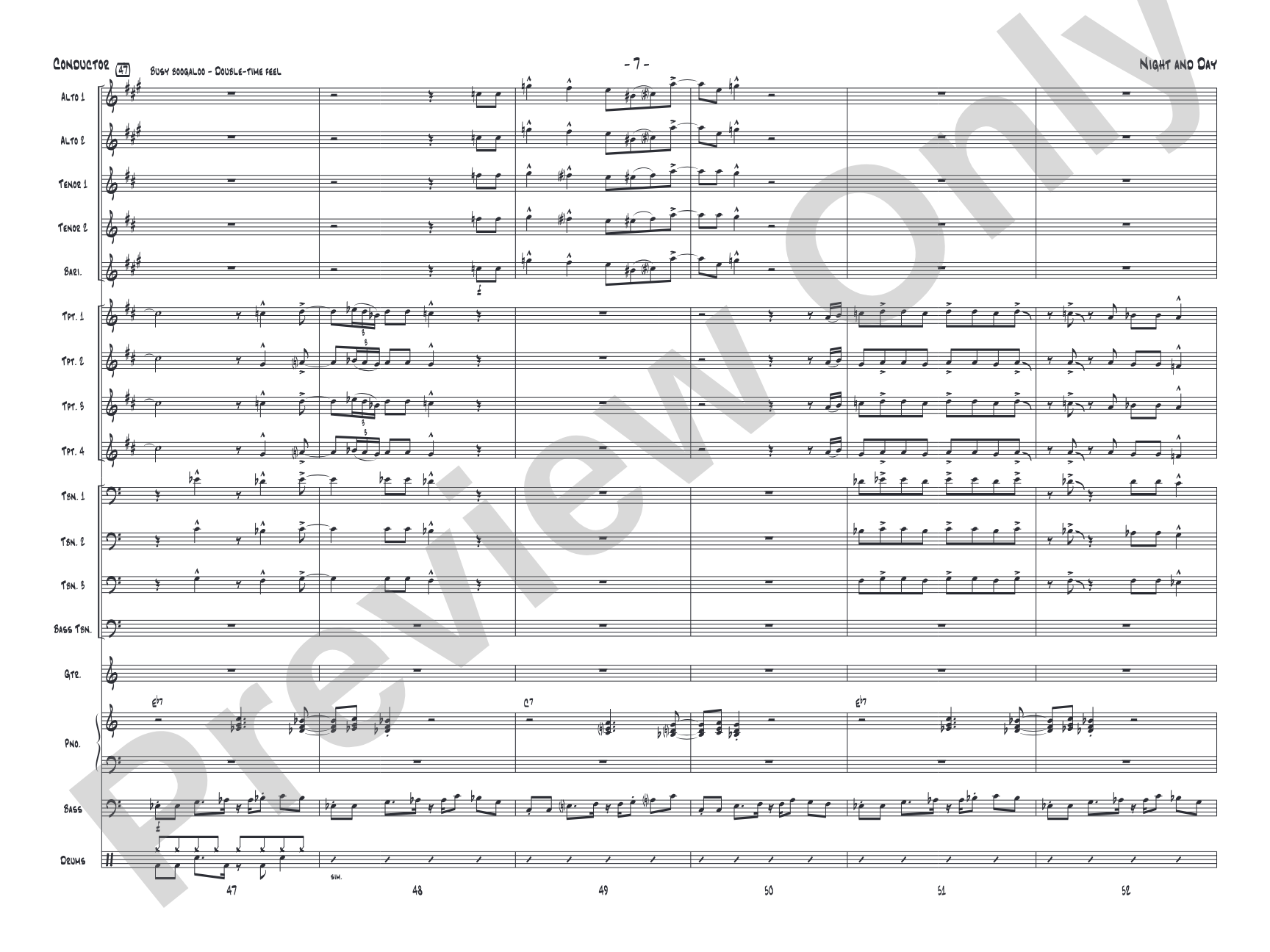Night and Day: Jazz Ensemble Conductor Score & Parts