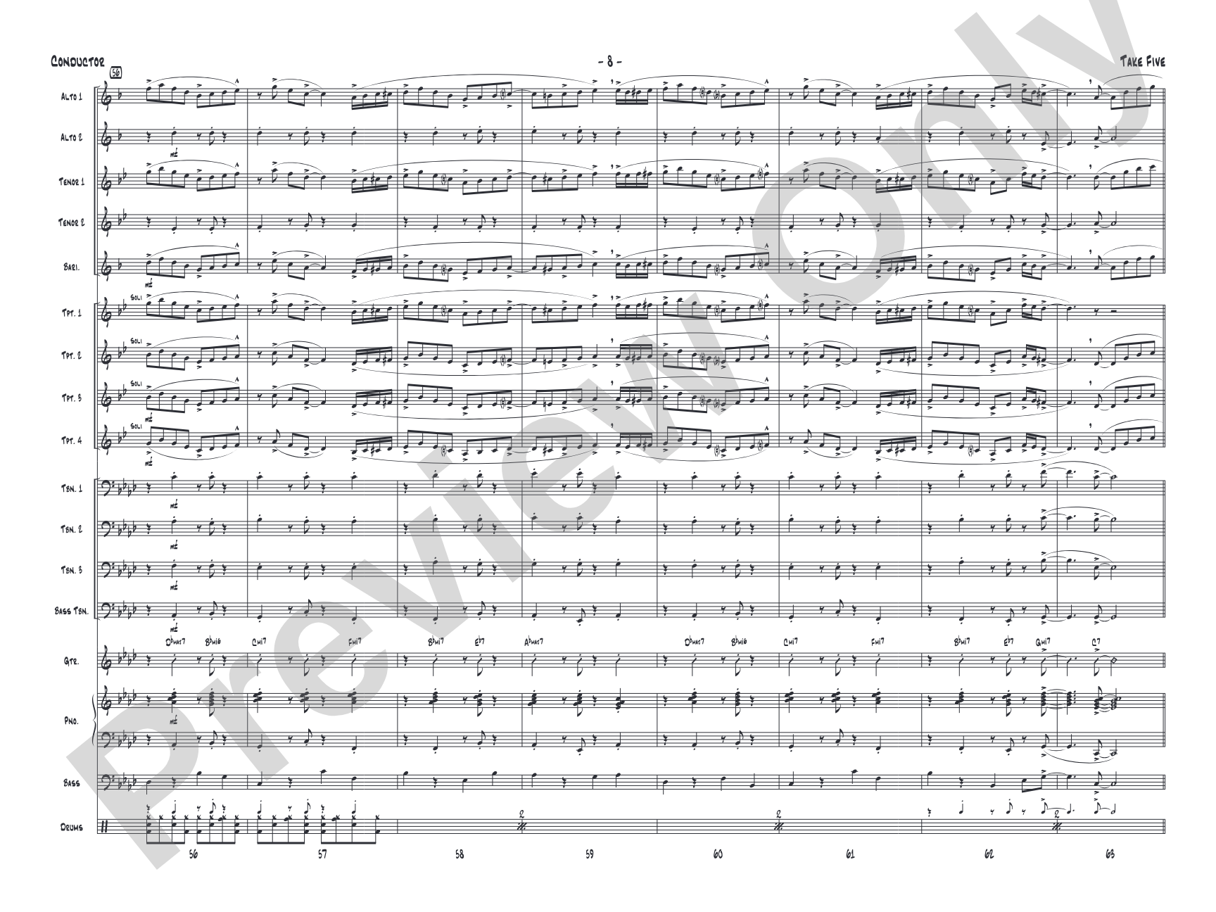Take Five: Jazz Ensemble Conductor Score & Parts