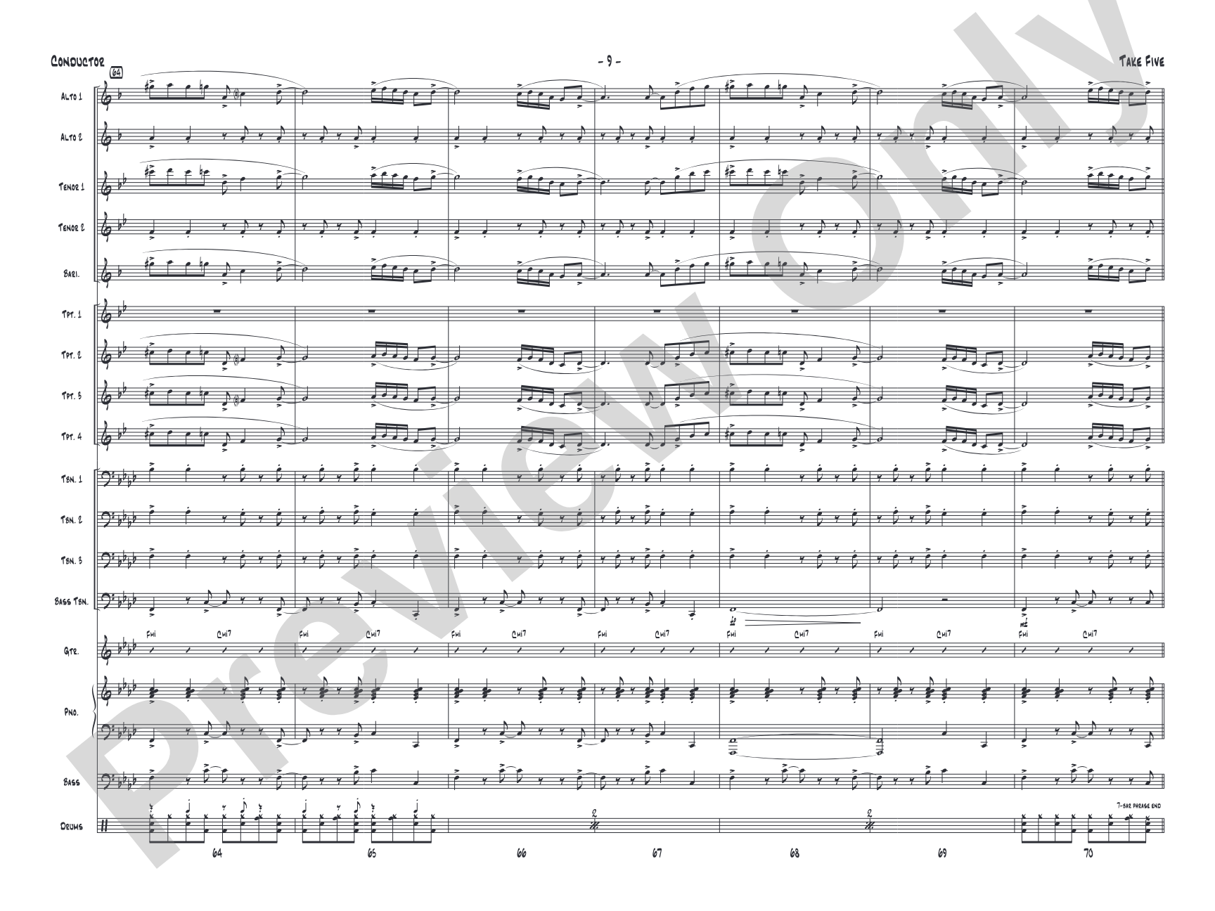 Take Five: Jazz Ensemble Conductor Score & Parts