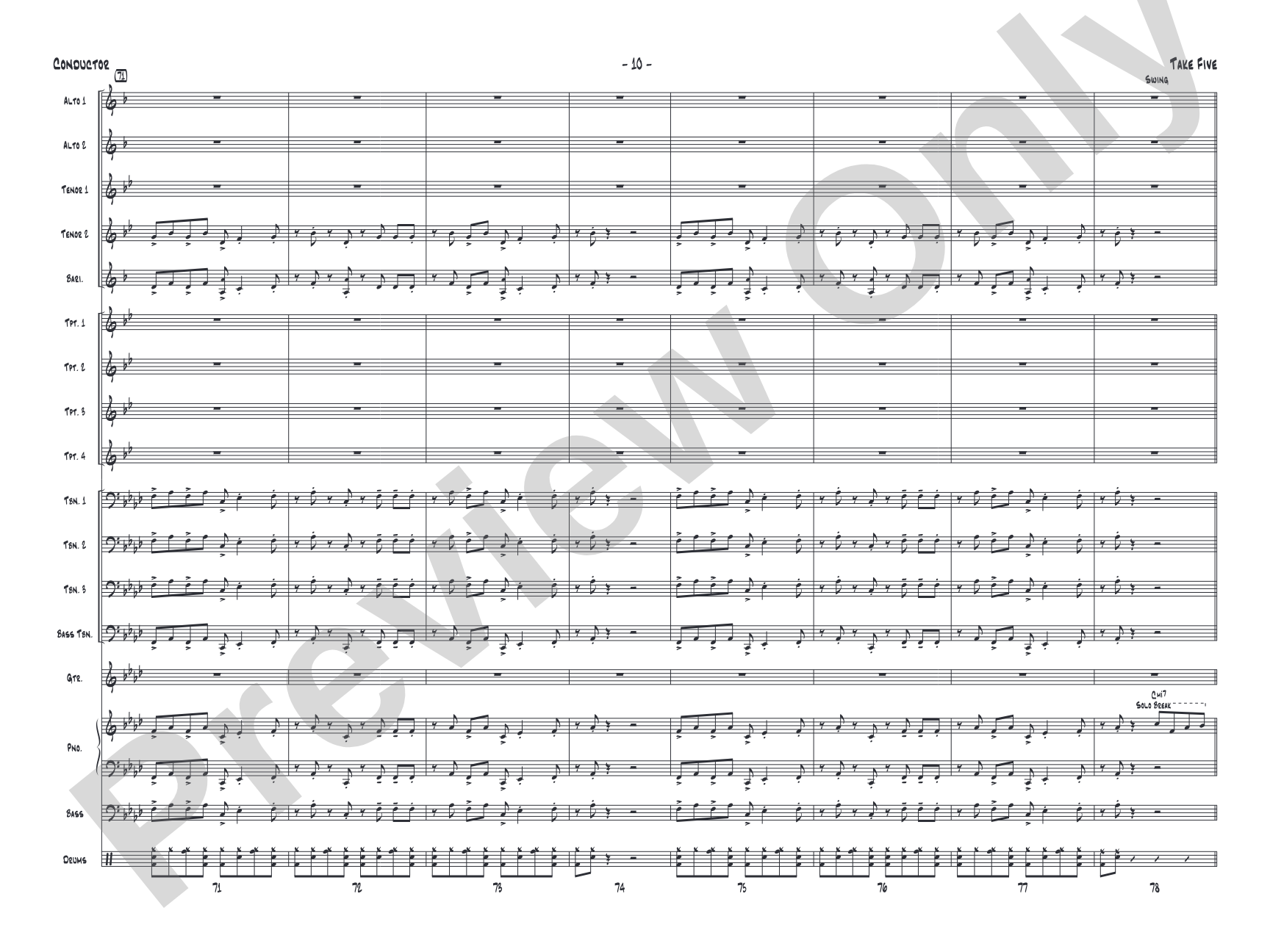 Take Five: Jazz Ensemble Conductor Score & Parts