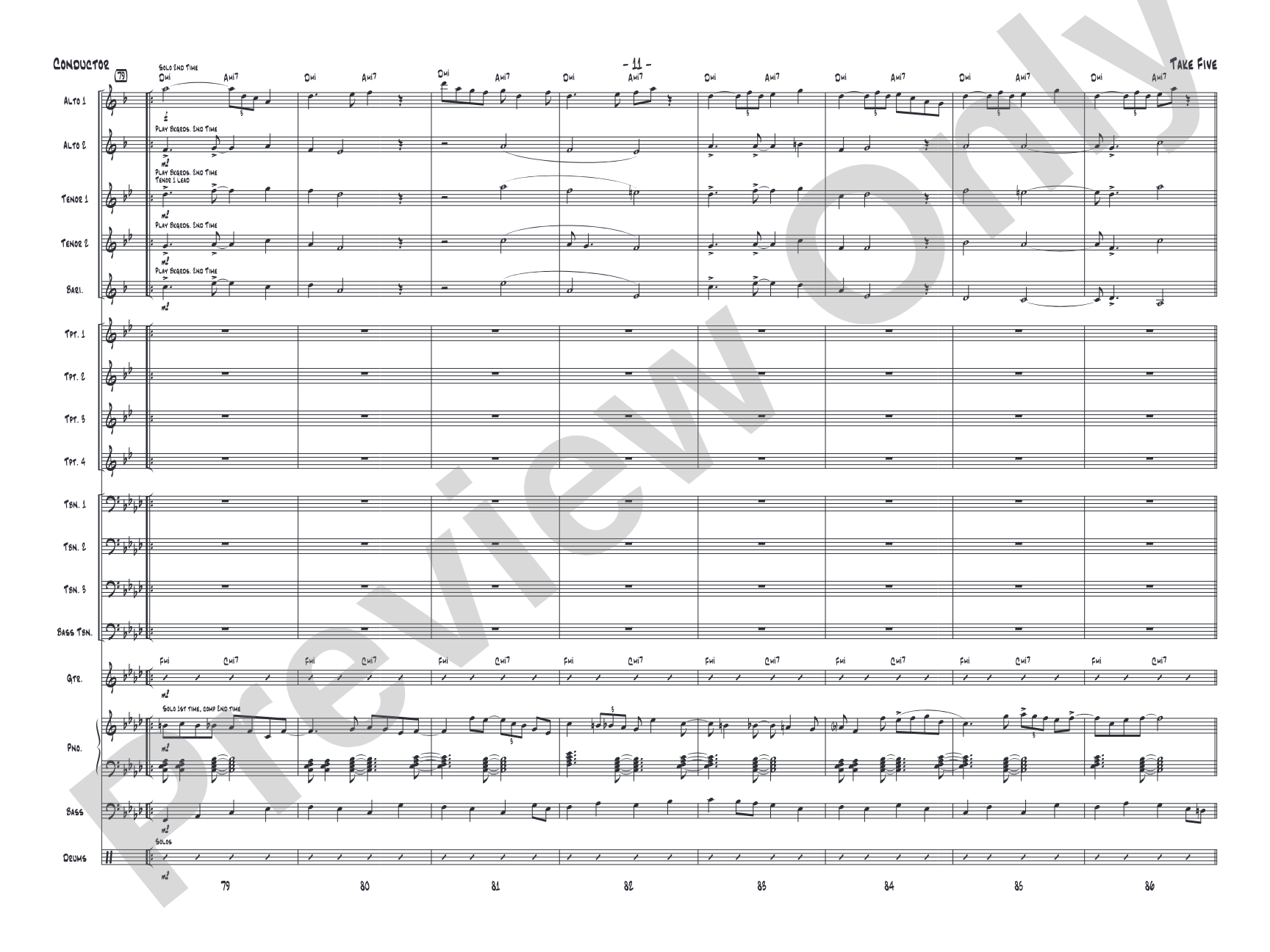 Take Five: Jazz Ensemble Conductor Score & Parts