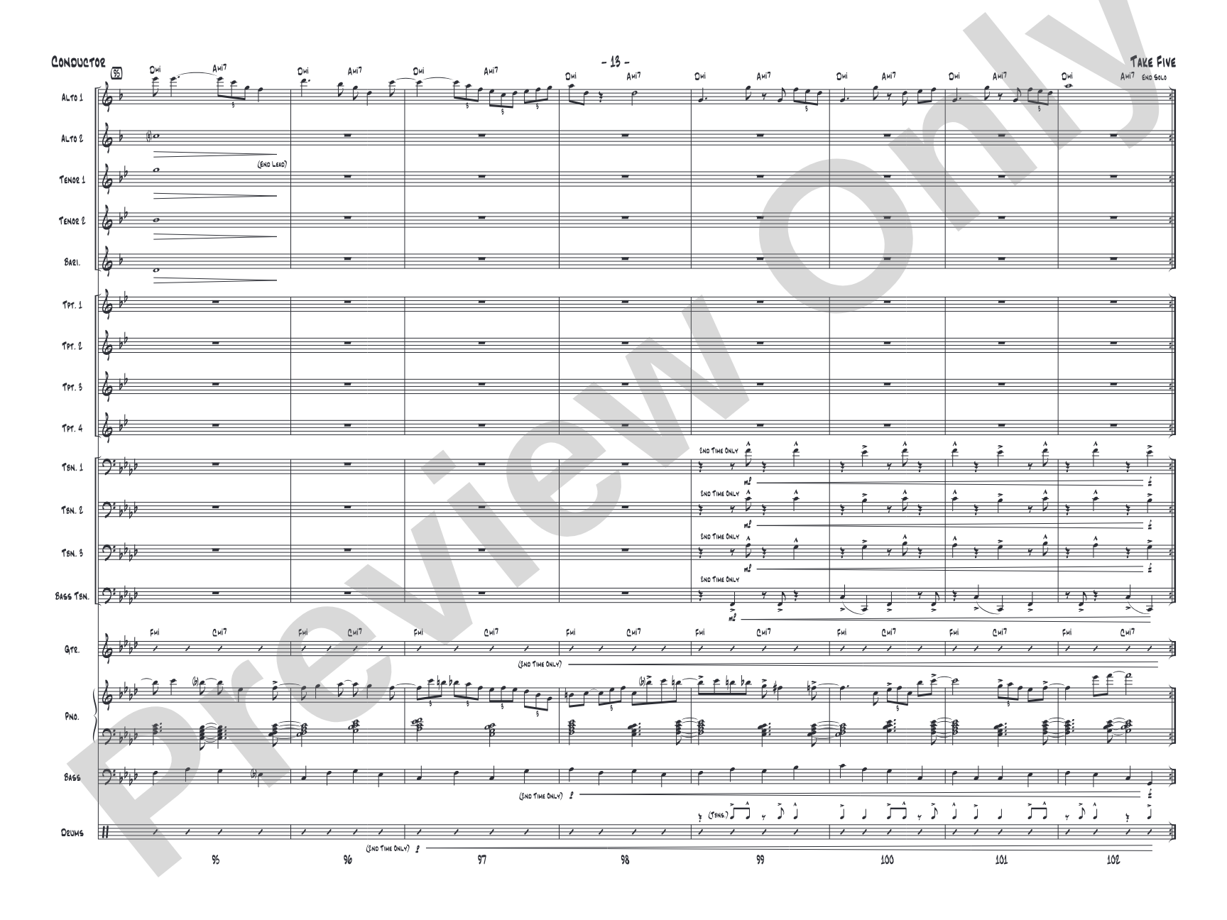 Take Five: Jazz Ensemble Conductor Score & Parts