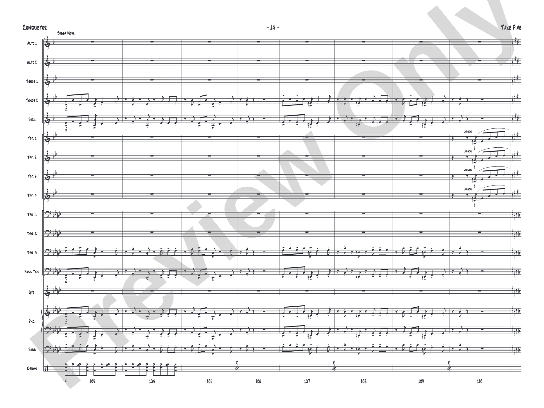 Take Five: Jazz Ensemble Conductor Score & Parts