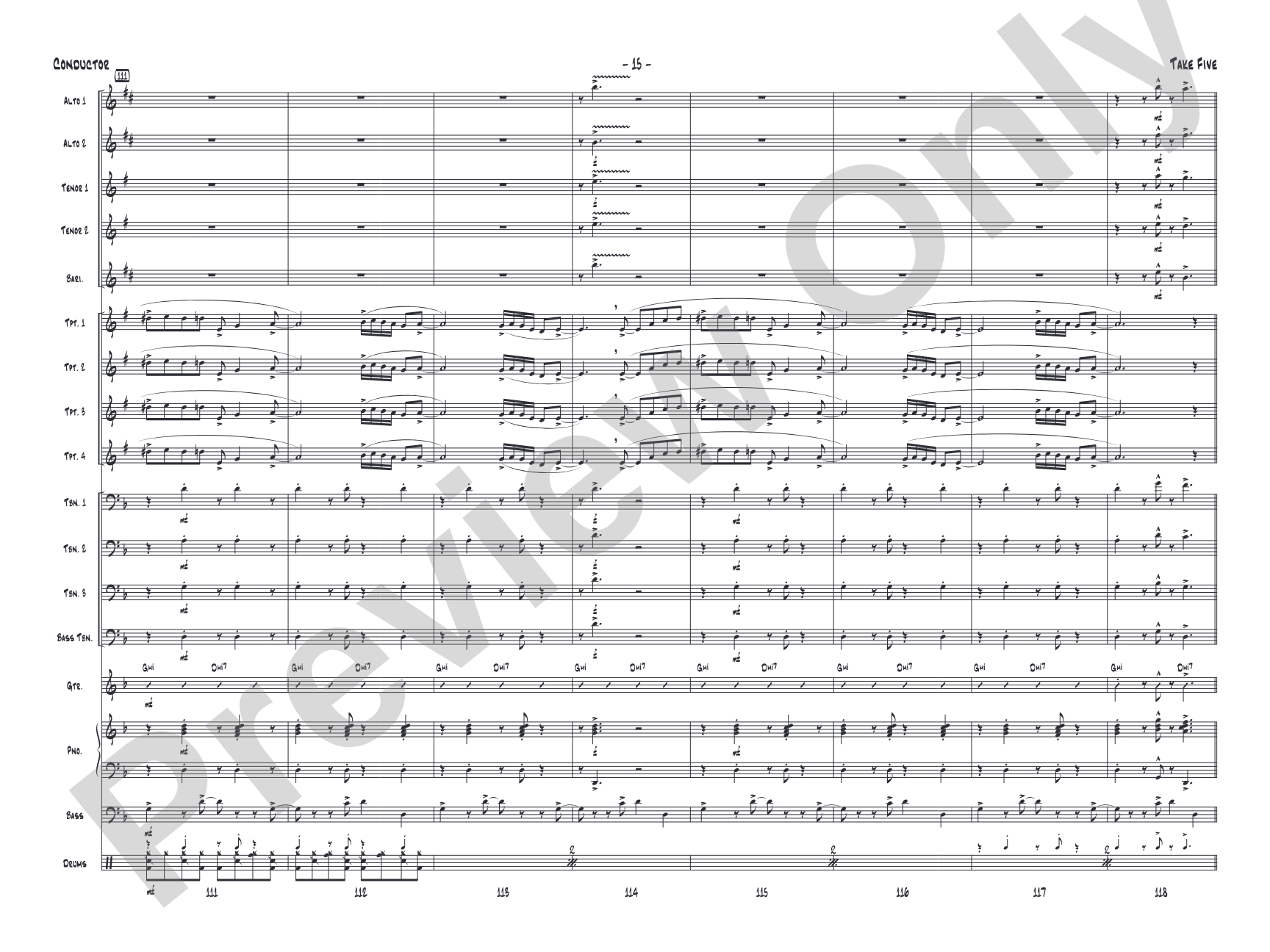 Take Five: Jazz Ensemble Conductor Score & Parts
