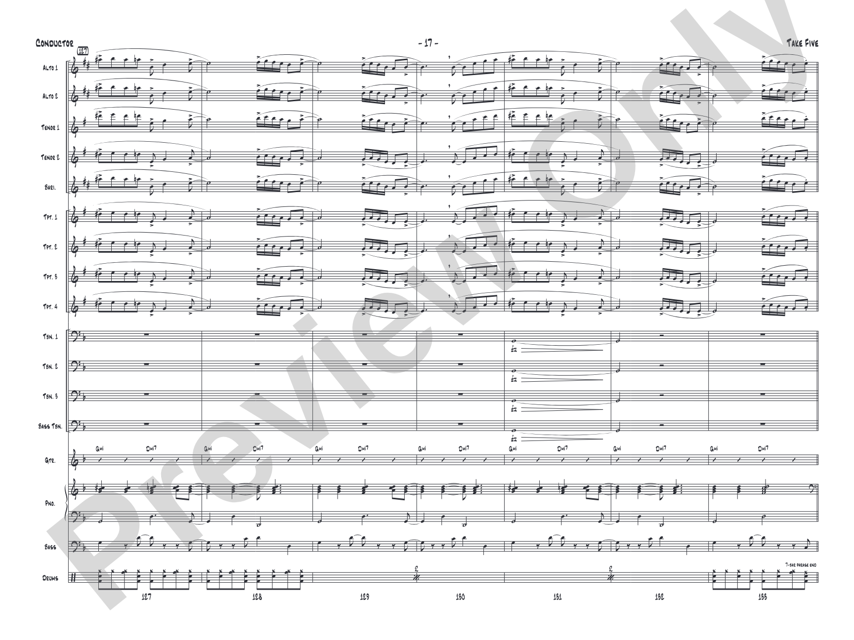 Take Five: Jazz Ensemble Conductor Score & Parts
