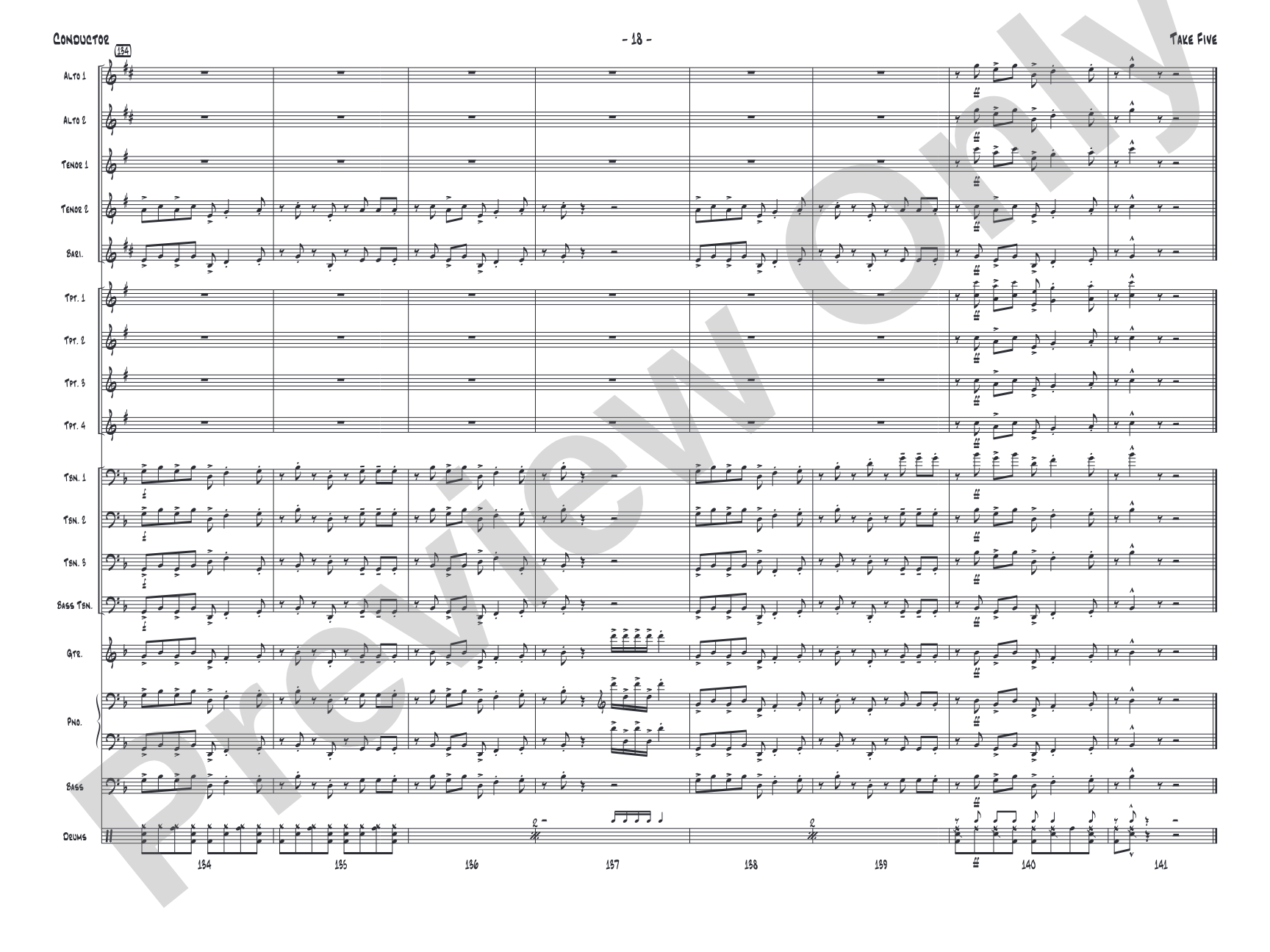 Take Five: Jazz Ensemble Conductor Score & Parts