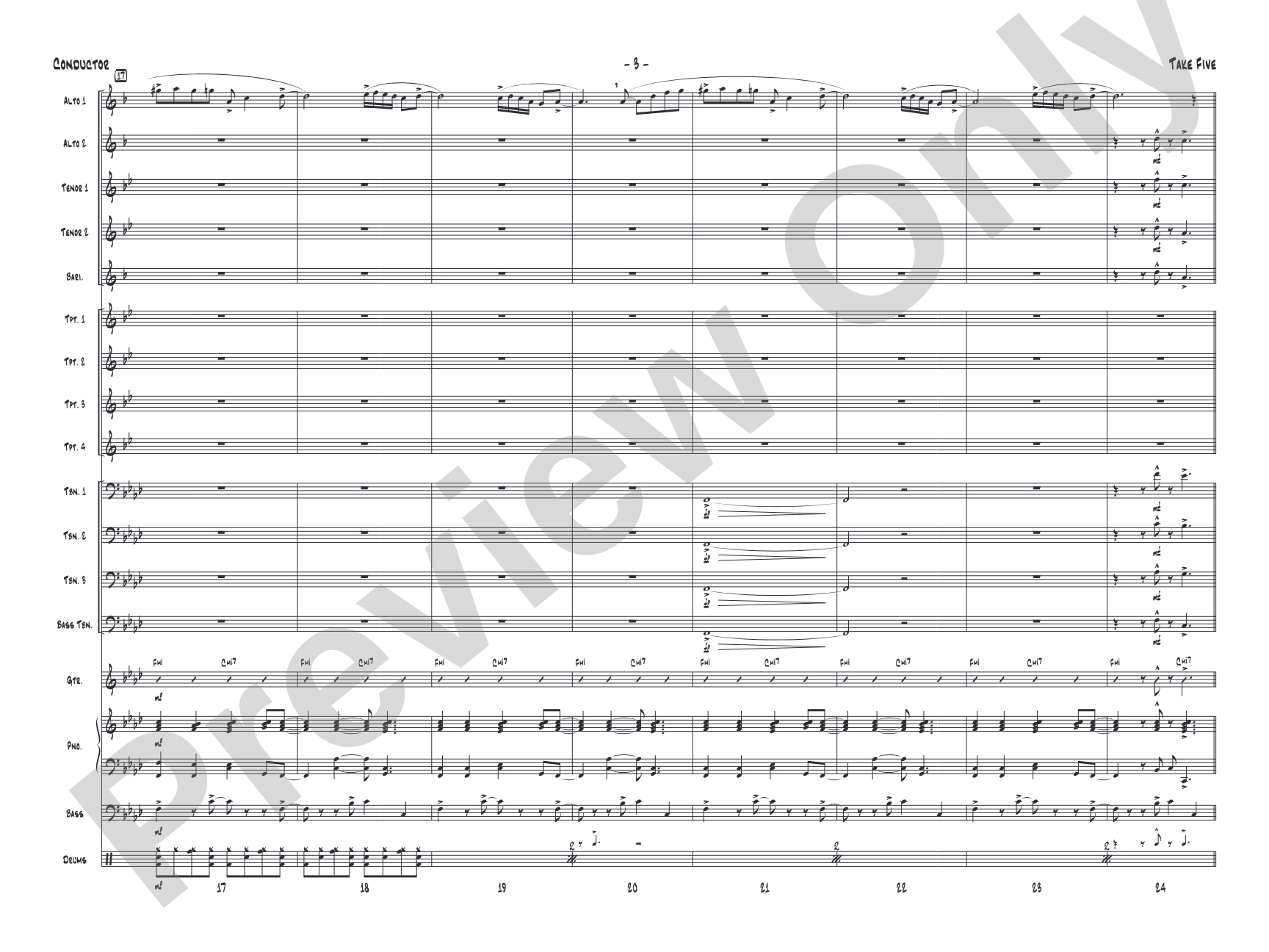 Take Five: Jazz Ensemble Conductor Score & Parts
