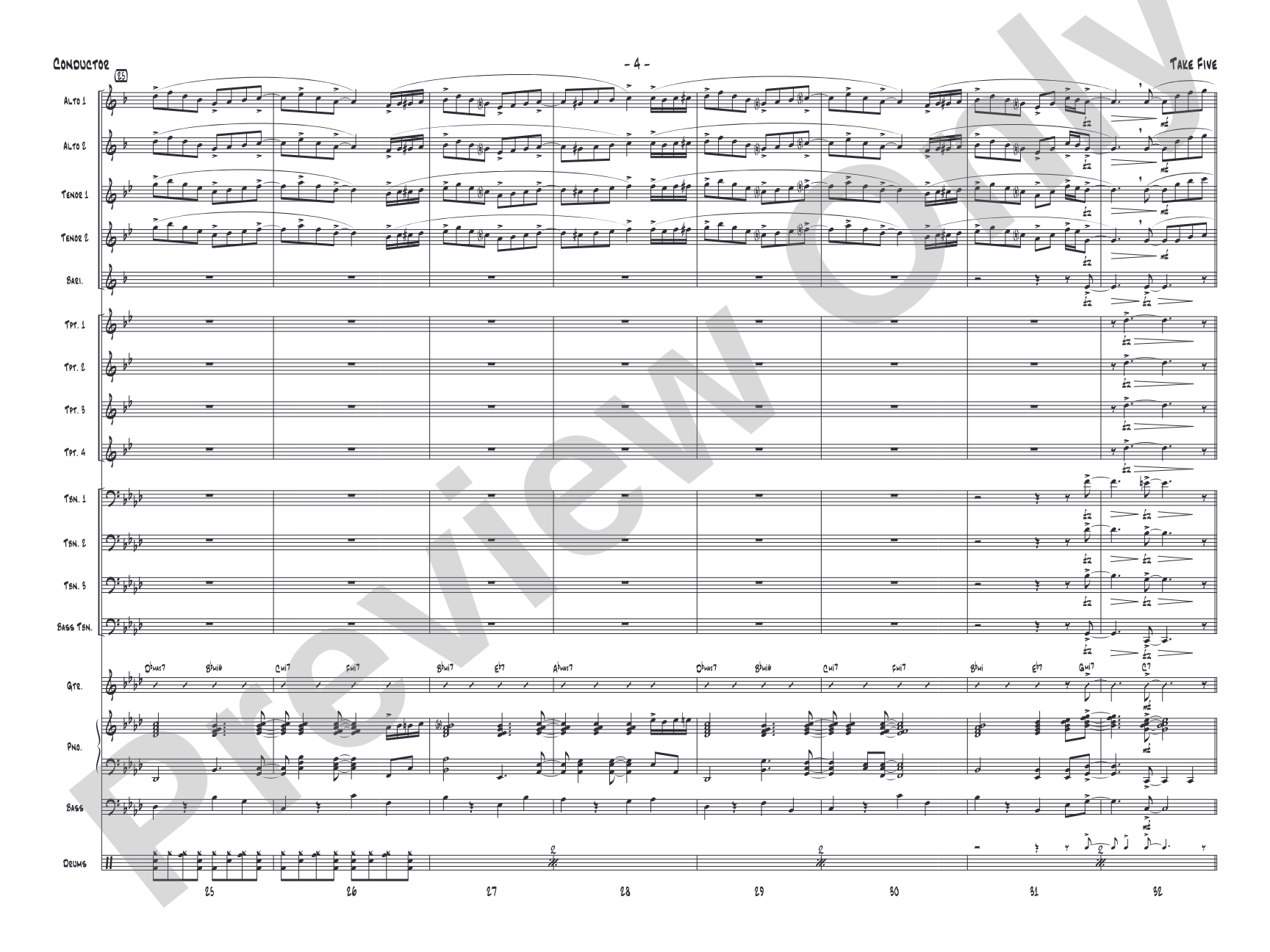 Take Five: Jazz Ensemble Conductor Score & Parts