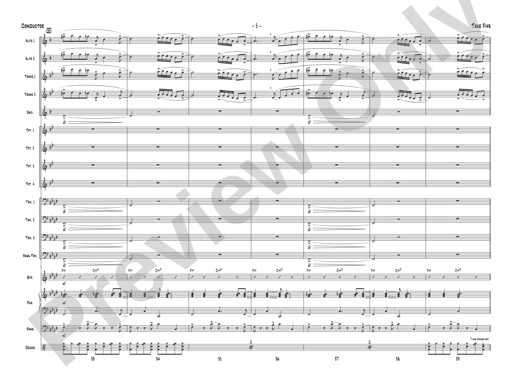 Take Five: Jazz Ensemble Conductor Score & Parts