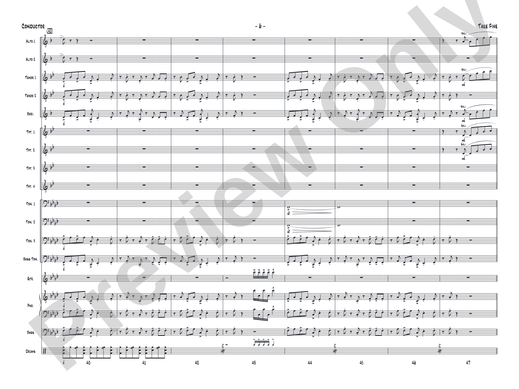 Take Five: Jazz Ensemble Conductor Score & Parts