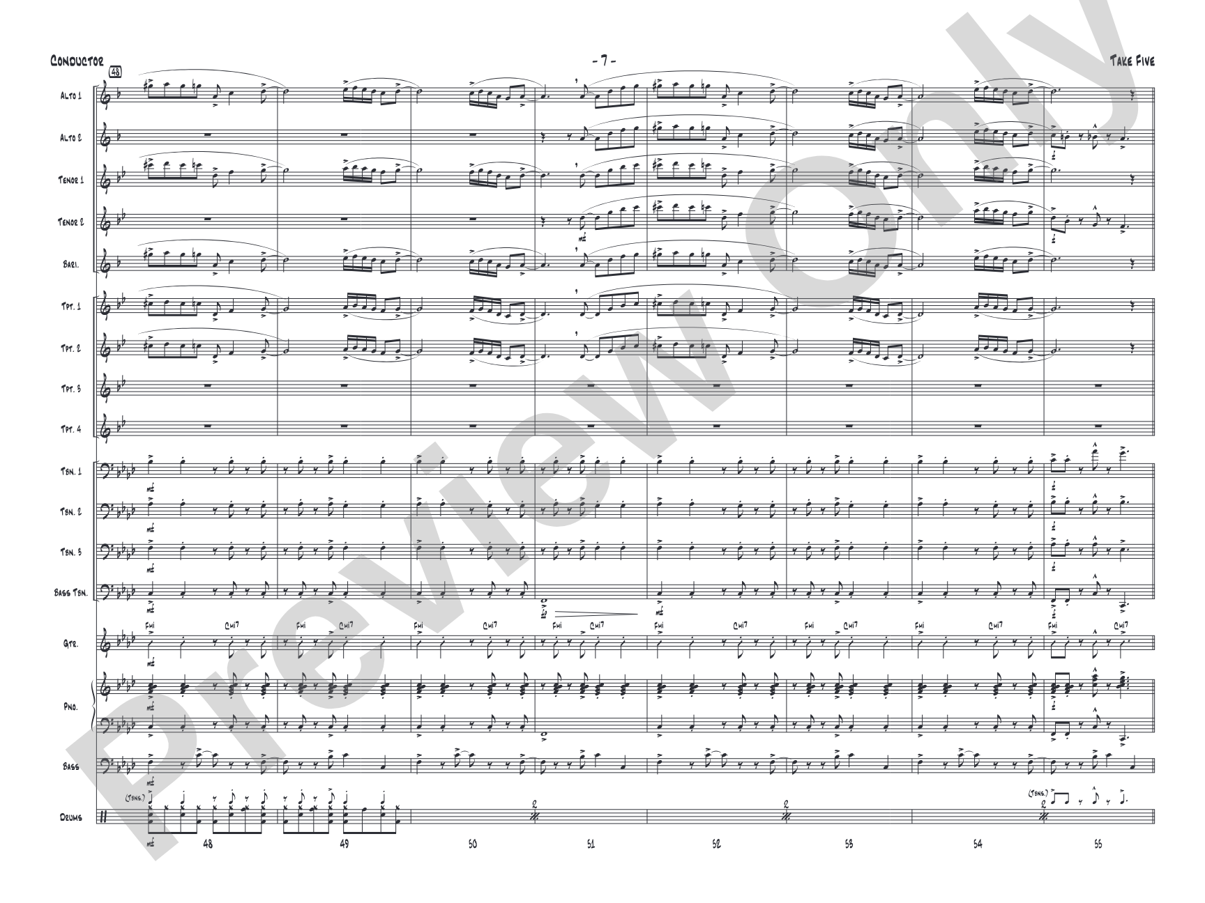 Take Five: Jazz Ensemble Conductor Score & Parts