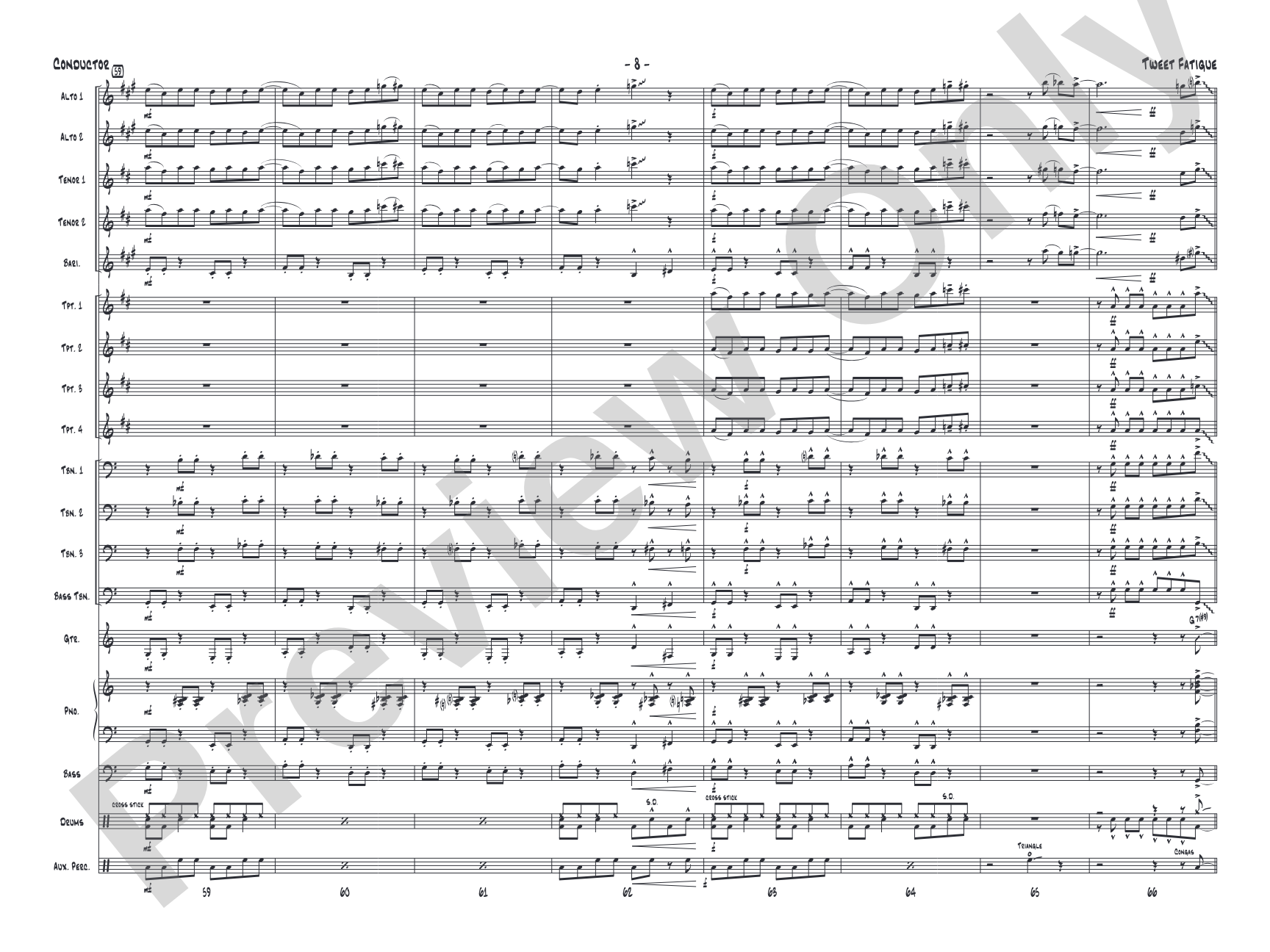 Tweet Fatigue: Jazz Ensemble Conductor Score & Parts