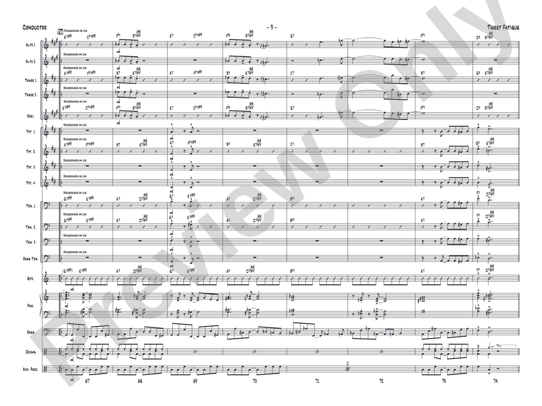 Tweet Fatigue: Jazz Ensemble Conductor Score & Parts