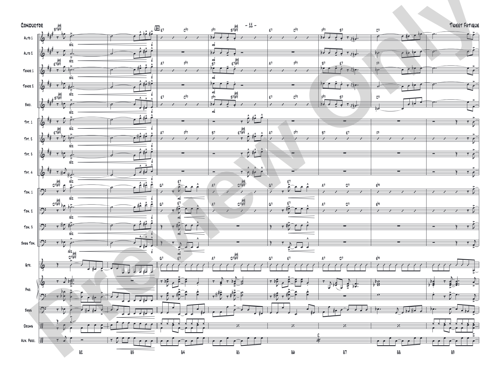 Tweet Fatigue: Jazz Ensemble Conductor Score & Parts